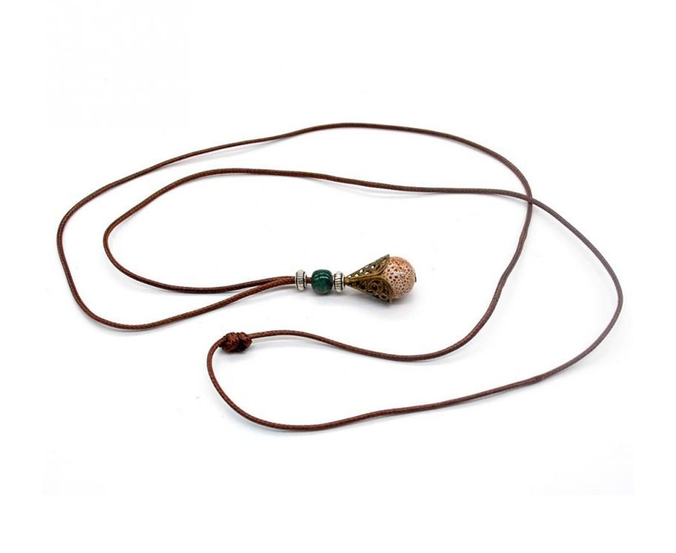 Brown Thread Beaded Pendant Necklace for Women - Handmade Bohemian Jewelry - Perfect for Casual Wear, Parties & Gifts