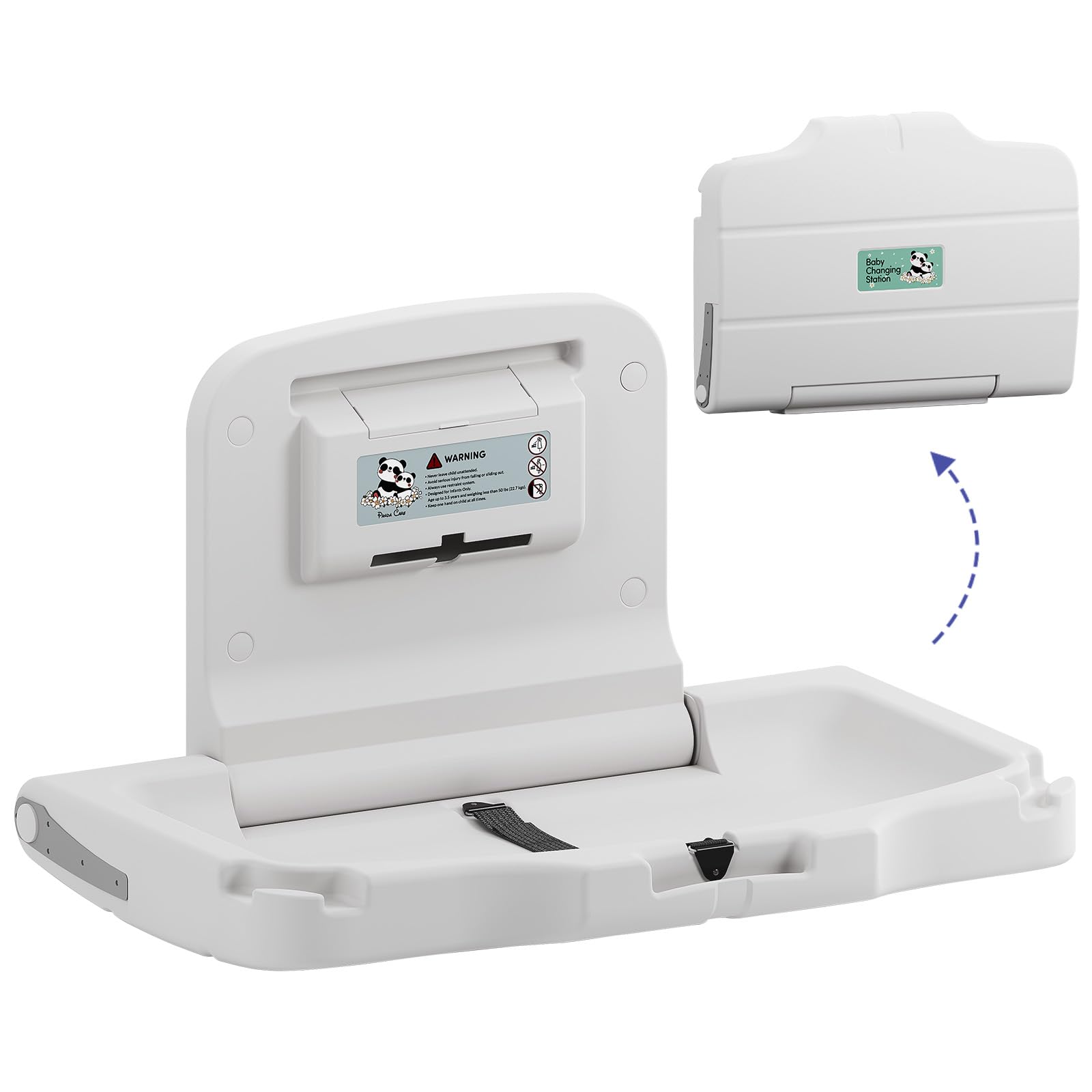 ADA Compliant Horizontal Wall Mounted Baby Changing Station - Foldable Diaper Changing Table with Liner Dispenser & Safety Straps for Commercial & Home Use | Perfect for Nurseries, Daycares & Public Restrooms