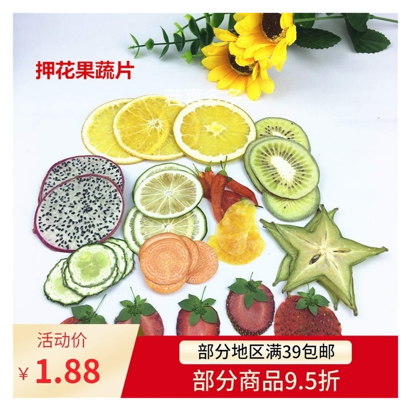 Organic Dried Strawberry, Lemon & Cucumber Slices - 3pcs DIY Fruit & Vegetable Specimens for Crafts, Resin Art, Home Decor & Educational Projects | All-Natural Gutta Percha Materials