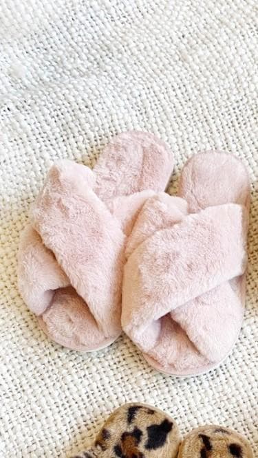 Jessica Fluffy Slippers for Women - Soft Light Pink House Shoes - Cozy Indoor/Outdoor Slide Sandals for Relaxing at Home, Spa Days & Lounging