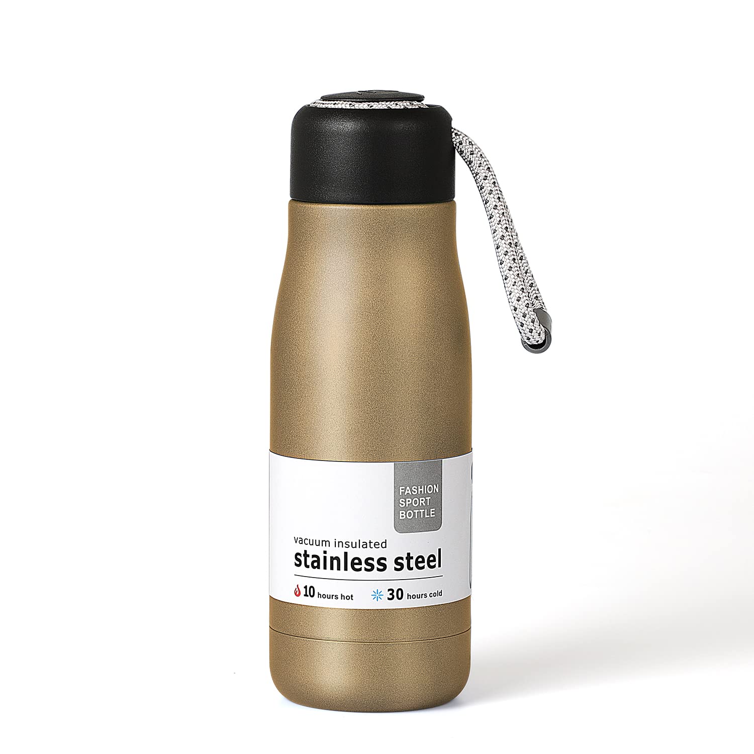 Dusgut 12 oz Insulated Stainless Steel Water Bottle with Wide Mouth & Portable Lid - Gold | Perfect for Gym, Hiking, Travel & Everyday Hydration