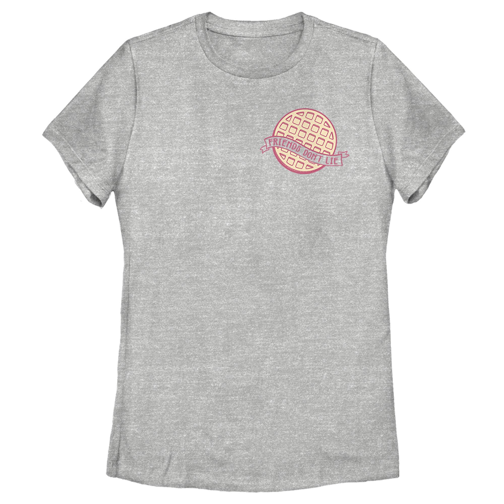 Stranger Things Friends Don't Lie Waffle Badge Women's Graphic Tee - 80s Retro Vintage TV Show T-Shirt for Fans, Cosplay and Casual Wear