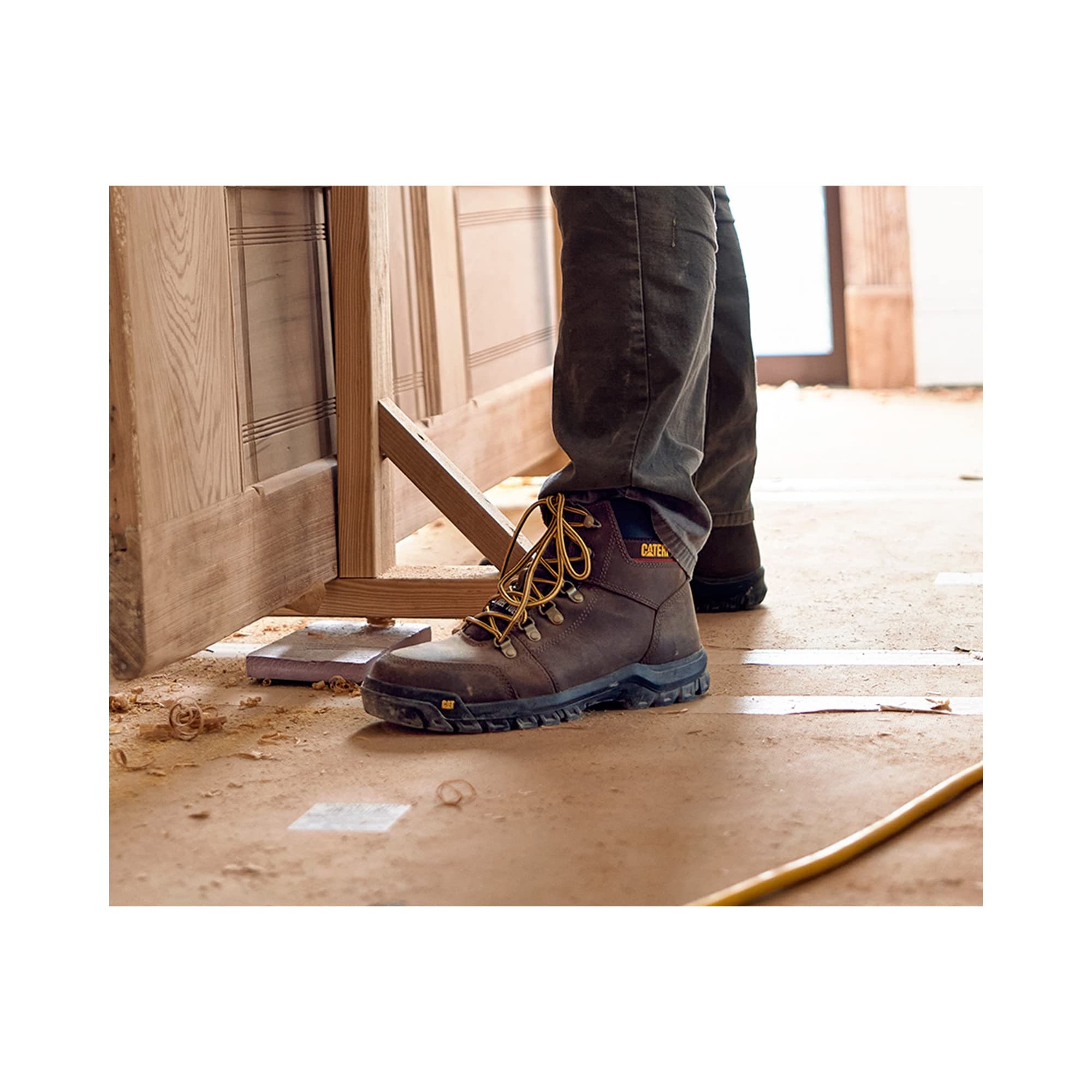 Cat Footwear Men's Outline Steel Toe Work Boot - Durable Safety Shoes for Construction, Warehouse & Outdoor Work | Slip Resistant & Comfortable Work Boots for Men