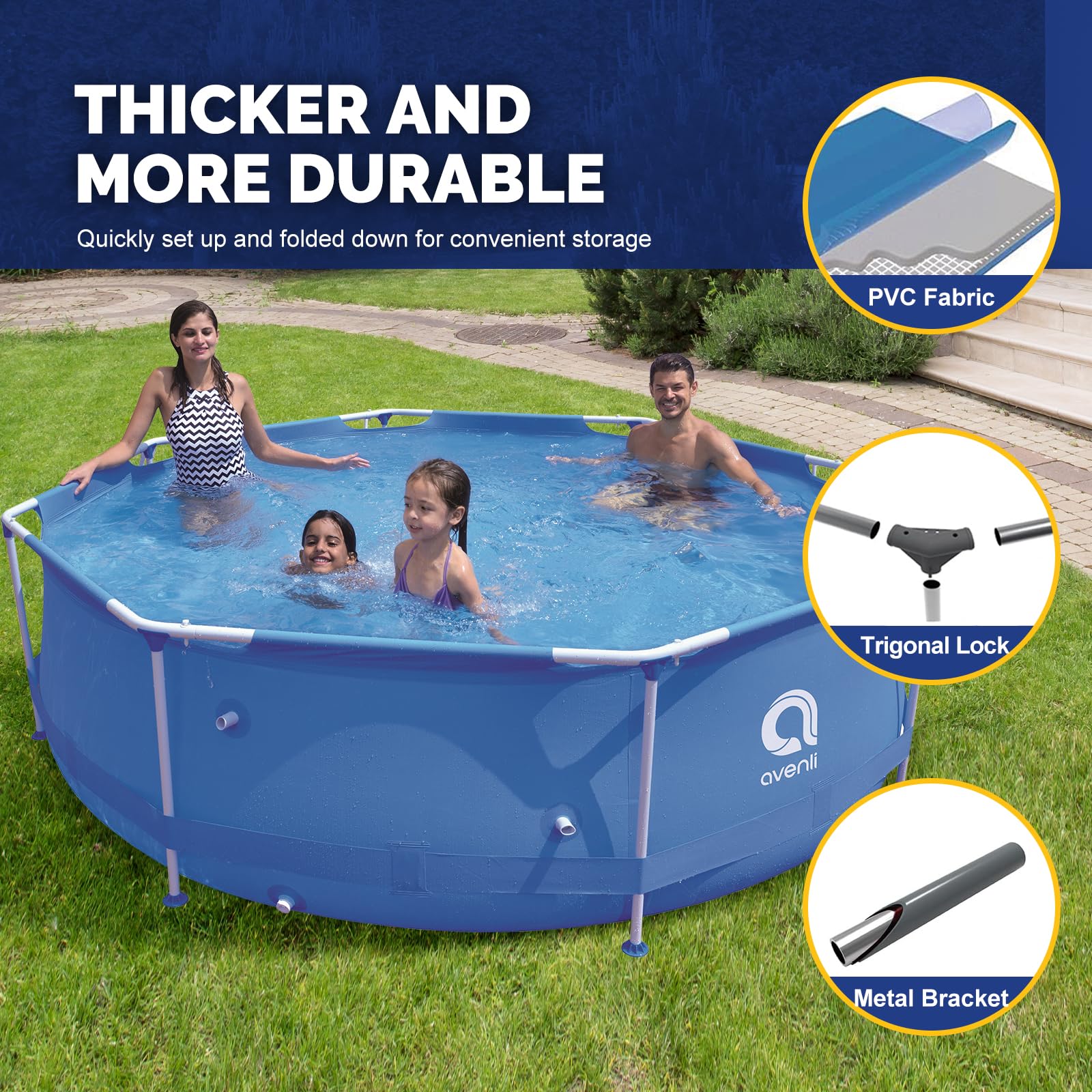 DIMAR GARDEN 10ft x 30in Above Ground Steel Frame Round Swimming Pool for Backyard, Outdoor Family Fun & Summer Relaxation