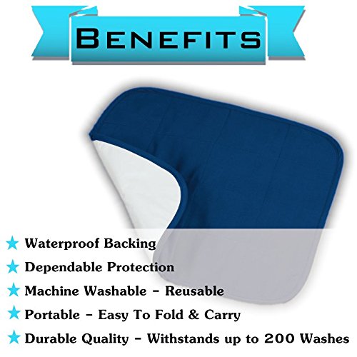 Comfort Finds Baby Changing Pad - Absorbent Reusable Diaper Changing Mat - Portable Waterproof Toddler Changing Liner (Navy, 3 Pack) for Nursery, Travel & On-the-Go Diaper Changes