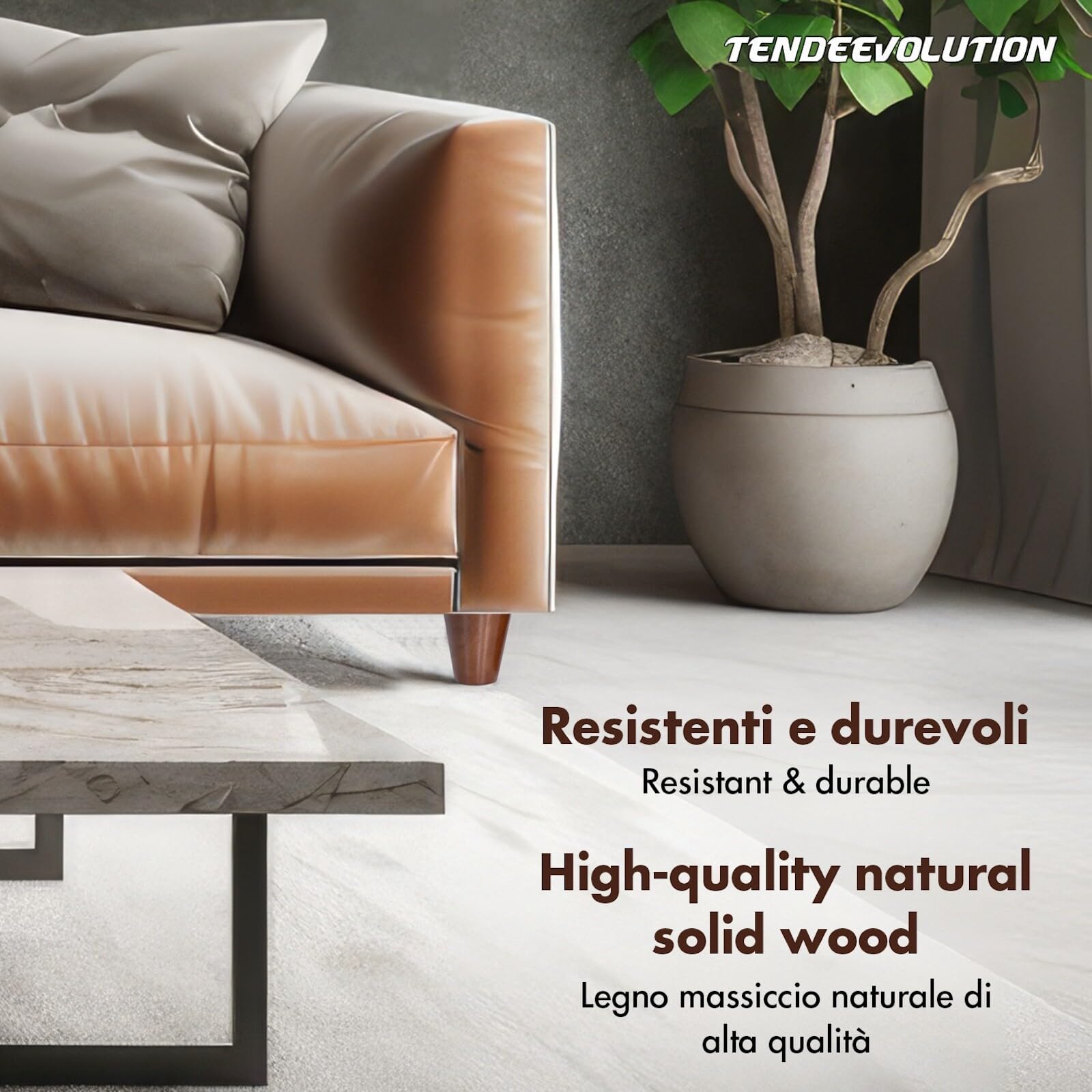 TENDEEVOLUTION Wooden Furniture Legs - Various Sizes & Styles for Sofas, Chairs, Beds, Coffee Tables, Bed Risers, and Recliners (Conical, 10cm Height) - Perfect for Home Decor, DIY Projects, and Furniture Upgrades
