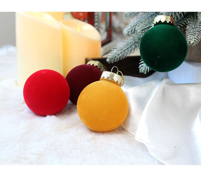 12-Piece Velvet Christmas Ornament Set - Classic Coffee, Green & Brown Baubles for Holiday Tree Decorations (6cm) | Elegant Xmas Tree Decor for Home, Office & Festive Parties