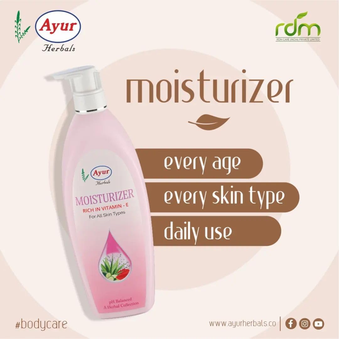 Ayur Moisturiser Lotion 500ml - Hydrating Body Moisturizer for Dry Skin, Natural Ingredients, Paraben-Free - Perfect for Daily Skincare Routine & Post-Shower Hydration
