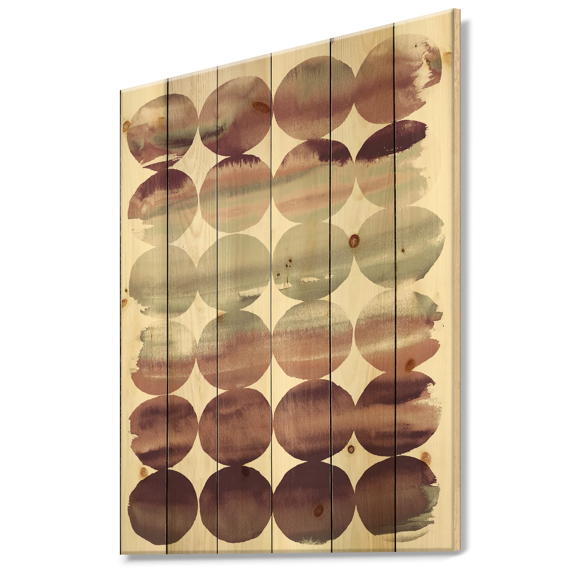 DesignQ Plum Dots Minimal Geometric Mid-Century Modern Wood Wall Decor - Purple Abstract Wood Art Panel Printed on Natural Pine - Perfect for Living Room, Bedroom & Office Wall Art Decor