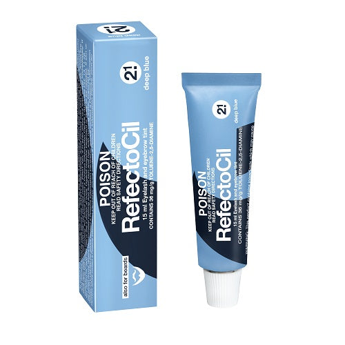 RefectoCil No.2.1 Deep Blue Tint Eyelash & Eyebrow Dye - 15ml Professional Semi-Permanent Color - Vegan & Cruelty-Free - For Salon & Home Use - Perfect for Enhancing Natural Lashes & Brows
