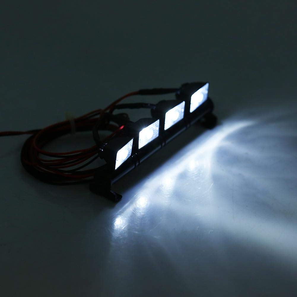 Dilwe 4PCS LED Roof Light Bar for RC Cars - White LED Lamp Accessory for Axial SCX10, Traxxas RC Trucks - Perfect for Off-Road Night Crawling & Trail Adventures