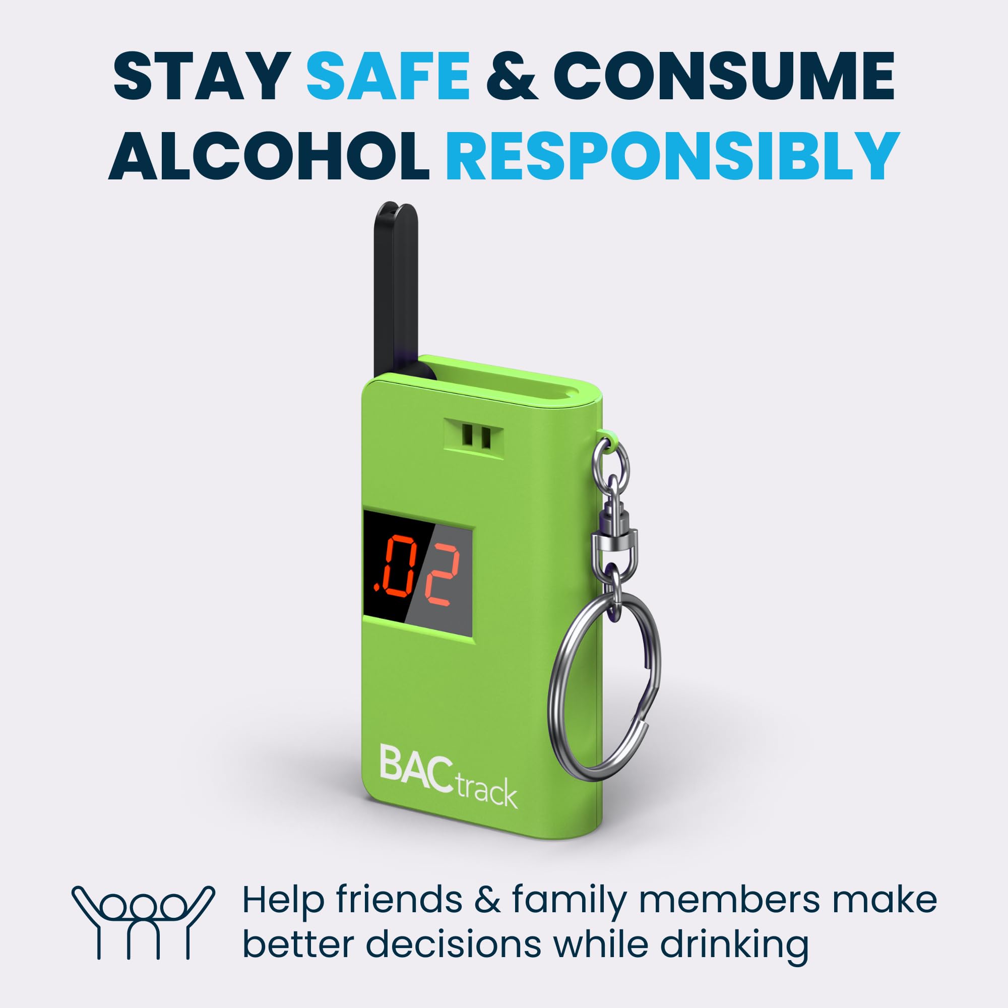 BACtrack Keychain Breathalyzer (Green) - Ultra-Portable Personal Alcohol Tester for Car, Party & Travel | Accurate BAC Measurement | Keyring Breath Analyzer for Safety & Responsible Drinking