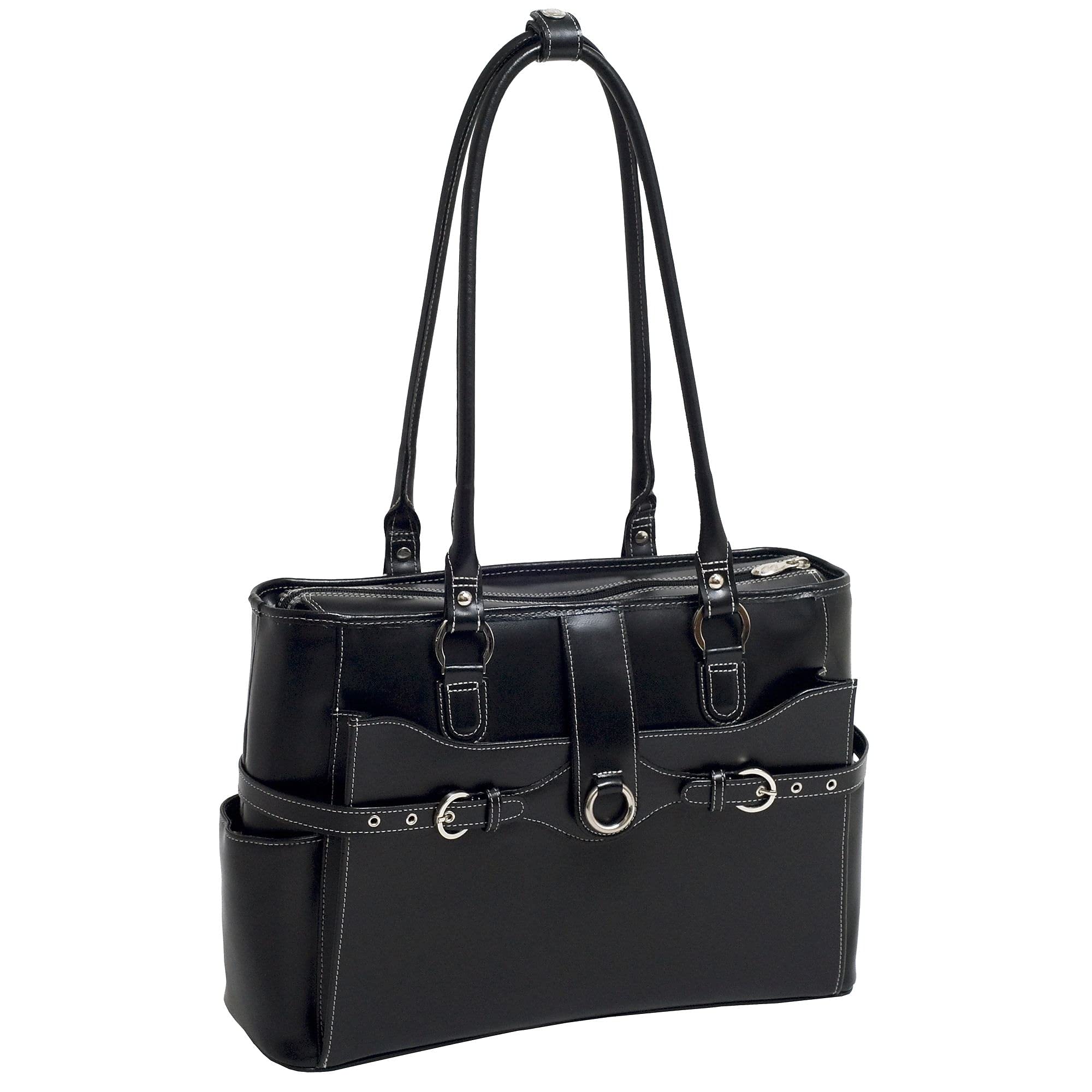 McKlein Willow Springs Genuine Leather 15-inch Laptop Briefcase for Women - Professional Work Bag with Multiple Pockets, Black (Perfect for Business Travel & Office Commute)