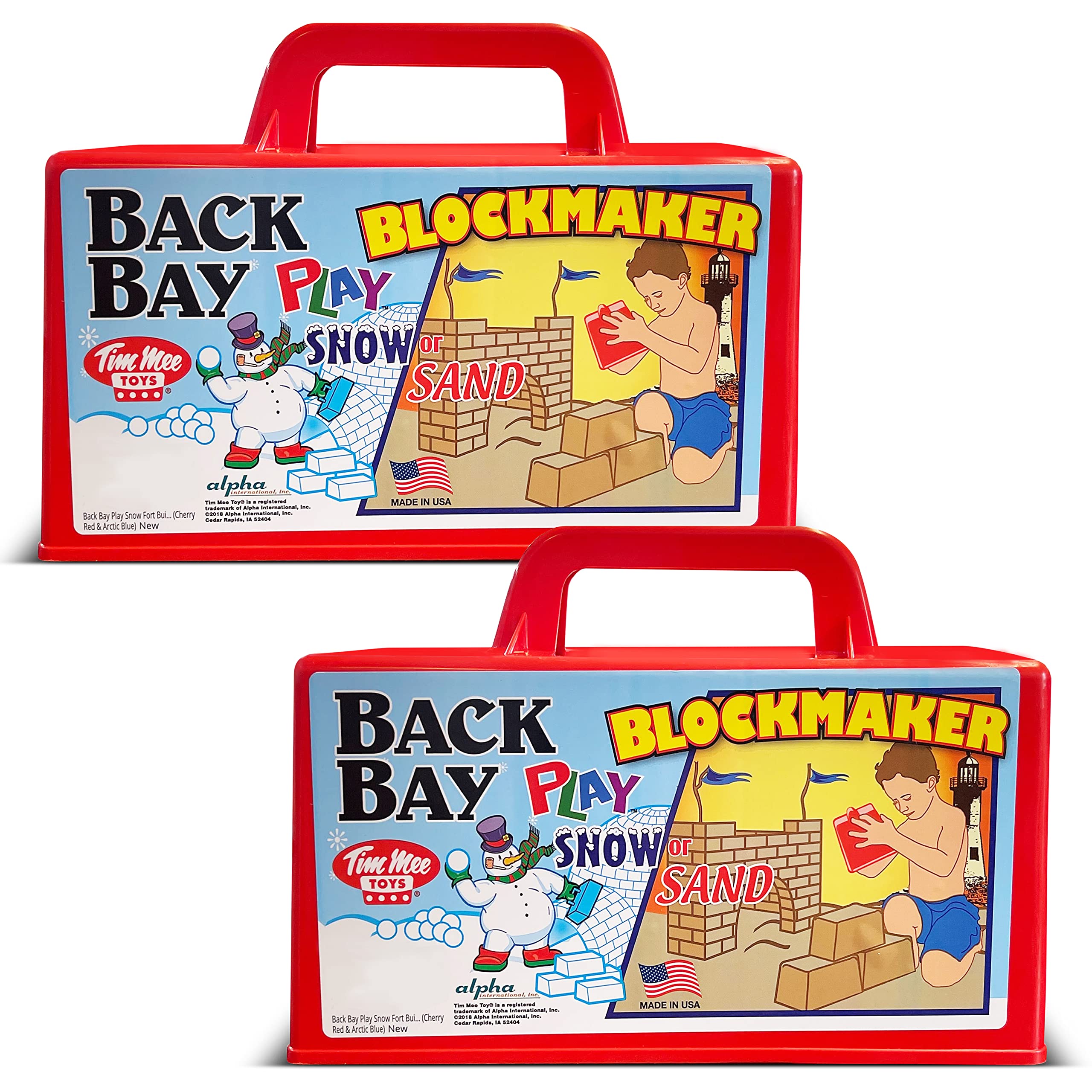 Back Bay Play Snow Block Maker - 2 Pack Snow Mold Igloo Maker & Snow Fort Building Kit for Kids - Brick Mold & Castle Kit (Red) - Perfect for Winter Outdoor Play, Snow Day Activities & Backyard Fun