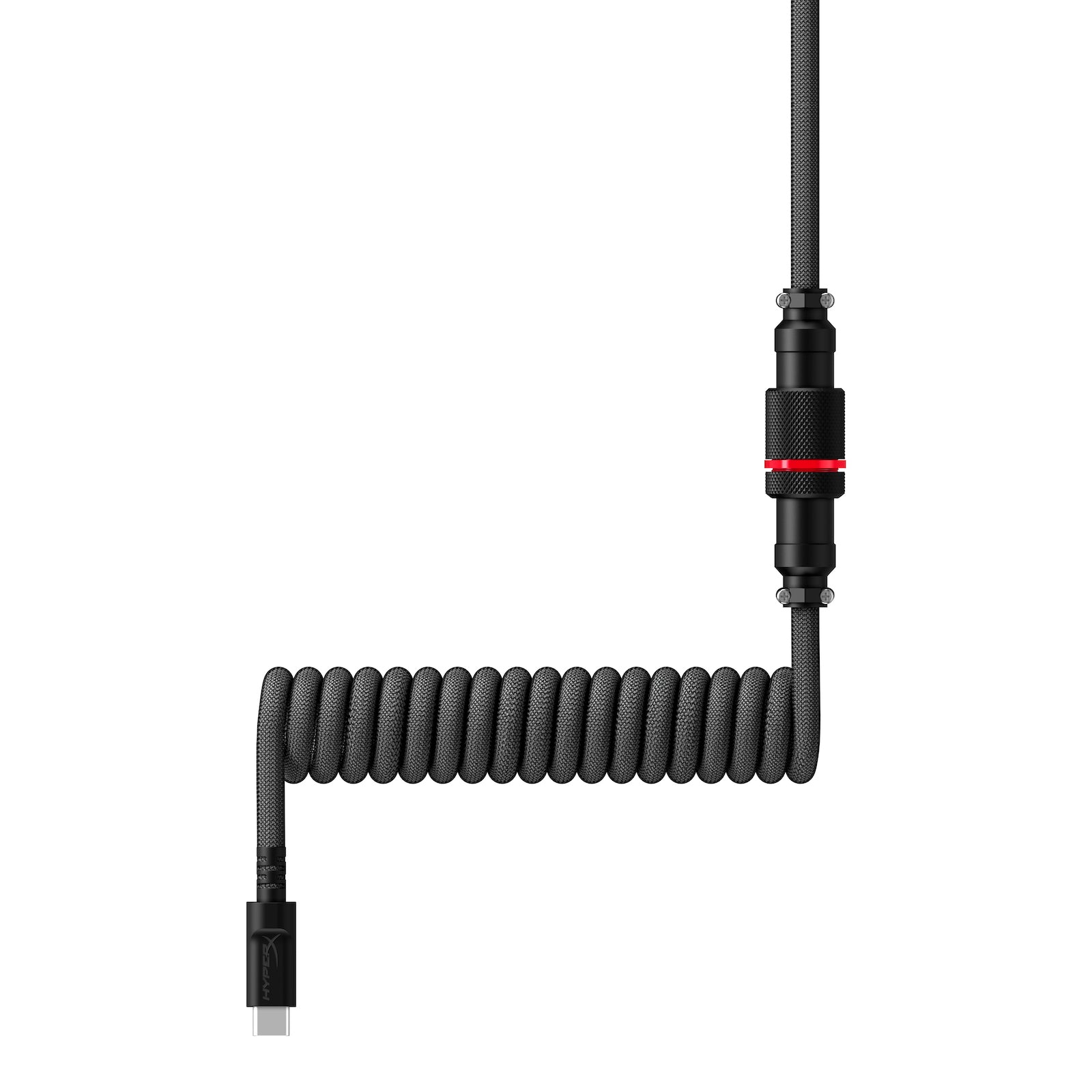 HyperX USB-C Coiled Charging Cable 3.3ft (1m) - Red & Black Braided Nylon Fast Charging Cord for Gaming, Work & Travel - Compatible with iPhone 15, MacBook, iPad, Samsung Galaxy & More