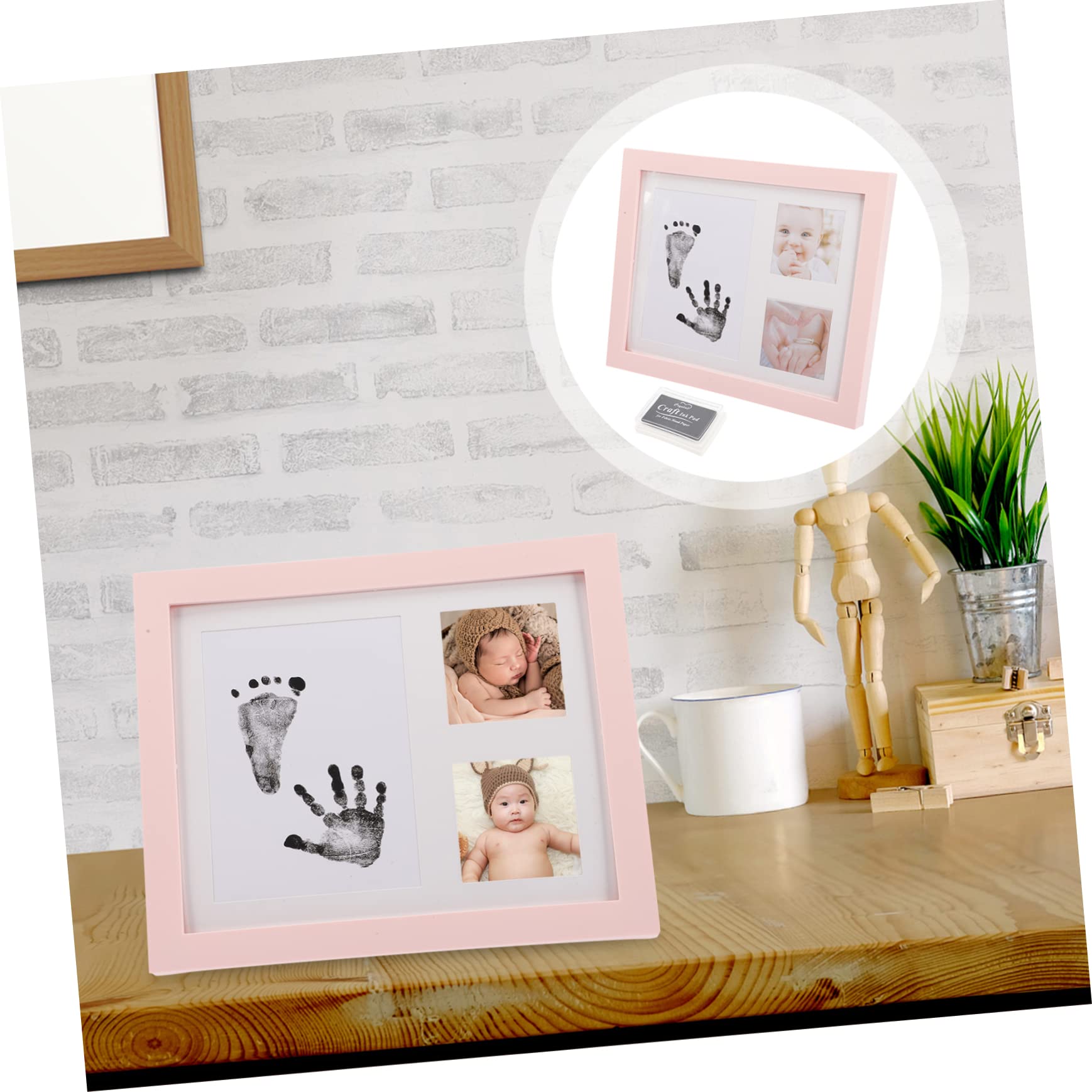 iFundom 2-Pack Baby Growth Photo Frame Set - Ink Handprint & Footprint Keepsake for Newborns, Shower Gift, Nursery Decor (Black Plastic) - Perfect for Baby Showers, First Birthdays & Milestone Memories