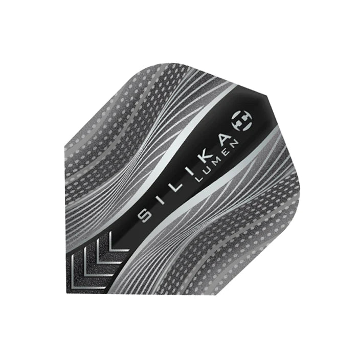 HARROWS Silika Lumen Dart Flights - Black and Silver Standard Small NO6 Shape for Professional Dart Players | Perfect for Tournaments and Home Practice