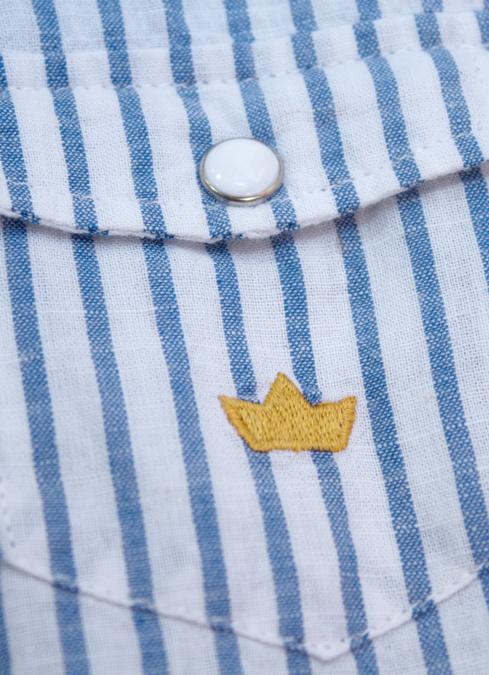 Boys' Linen Blend Short Sleeve Dress Shirt - Blue Striped Casual Top for School, Summer & Special Occasions