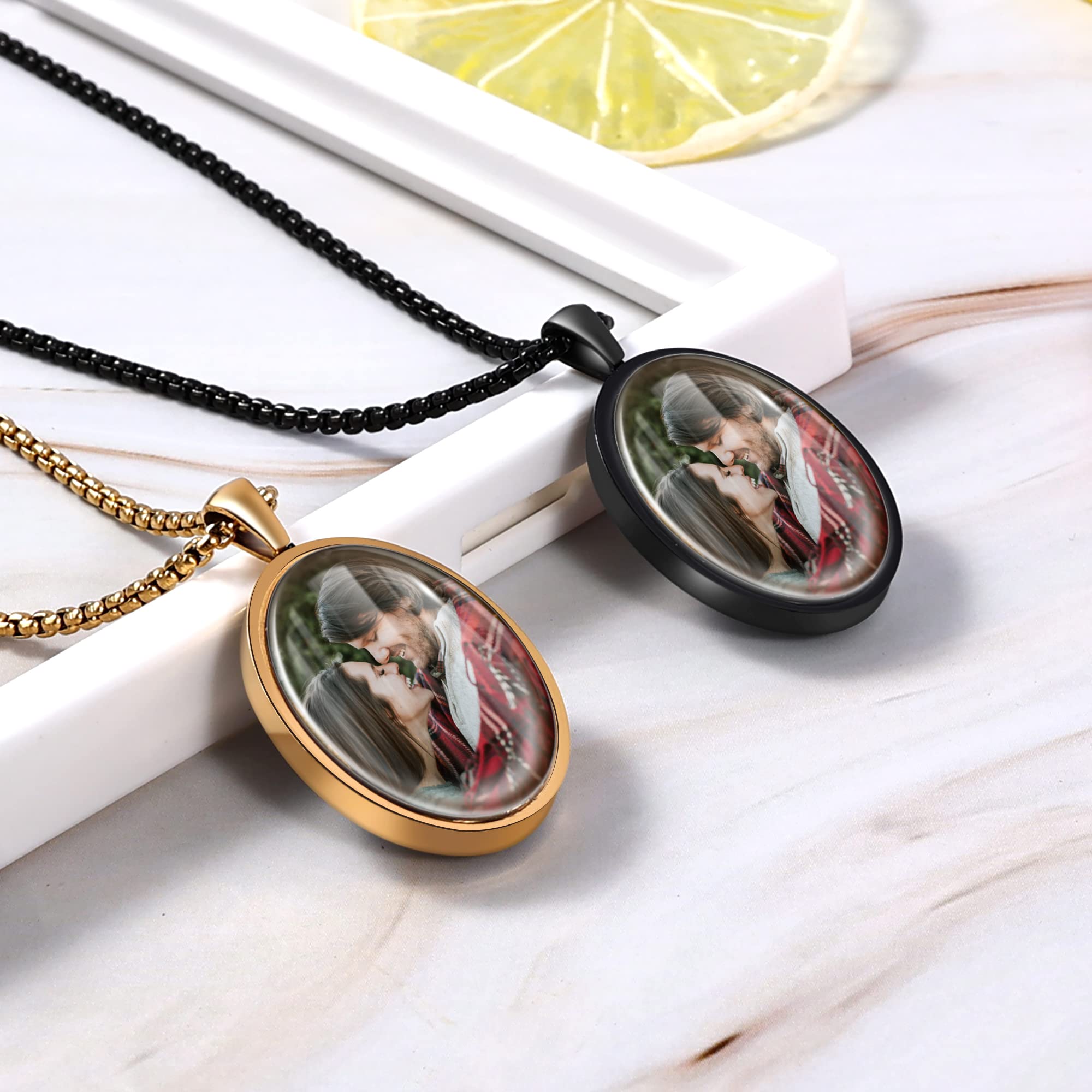 Customized Double-Sided Photo Necklace for Women & Men - Personalized Picture Pendant with Memory Photos - Meaningful Jewelry Gift for Anniversary, Valentine's Day & Birthday - Perfect for Couples, Parents & Loved Ones