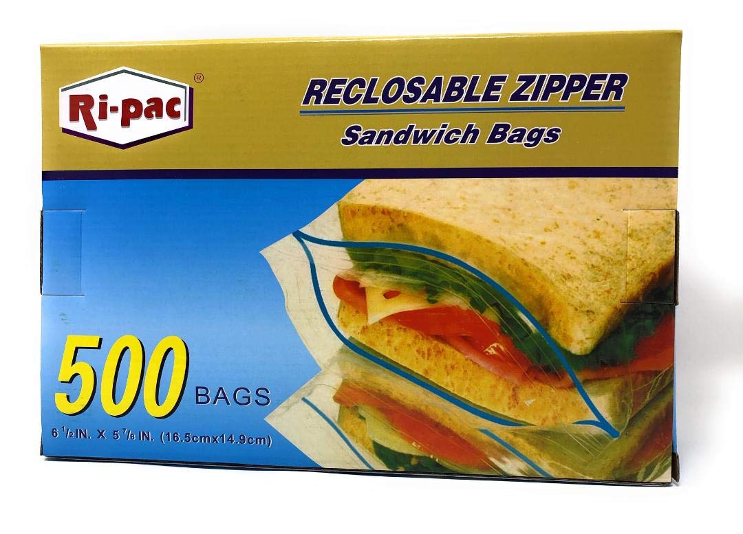 Heavy Duty Zipper Recloseable Bags - 500 Count Sandwich Bags for Food Storage, Meal Prep, Snacks & Freezer Use | Durable Resealable Plastic Bags for Home, Office & Travel