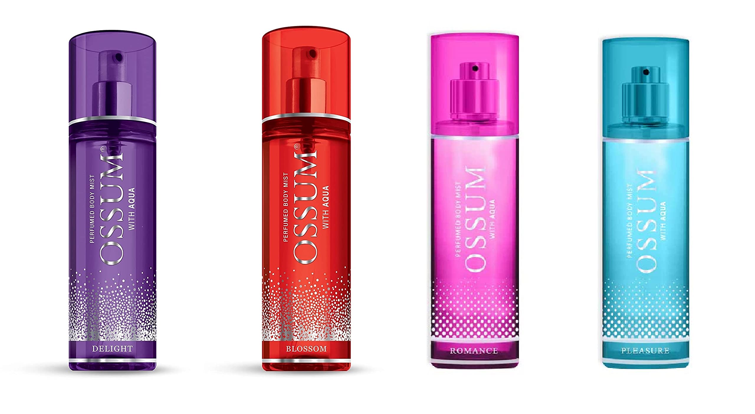 Ossum Body Mist 4-Pack (115ml Each) - Long Lasting Fragrance for Women & Men | Perfect for Daily Use, Gym, Travel & Gift Giving