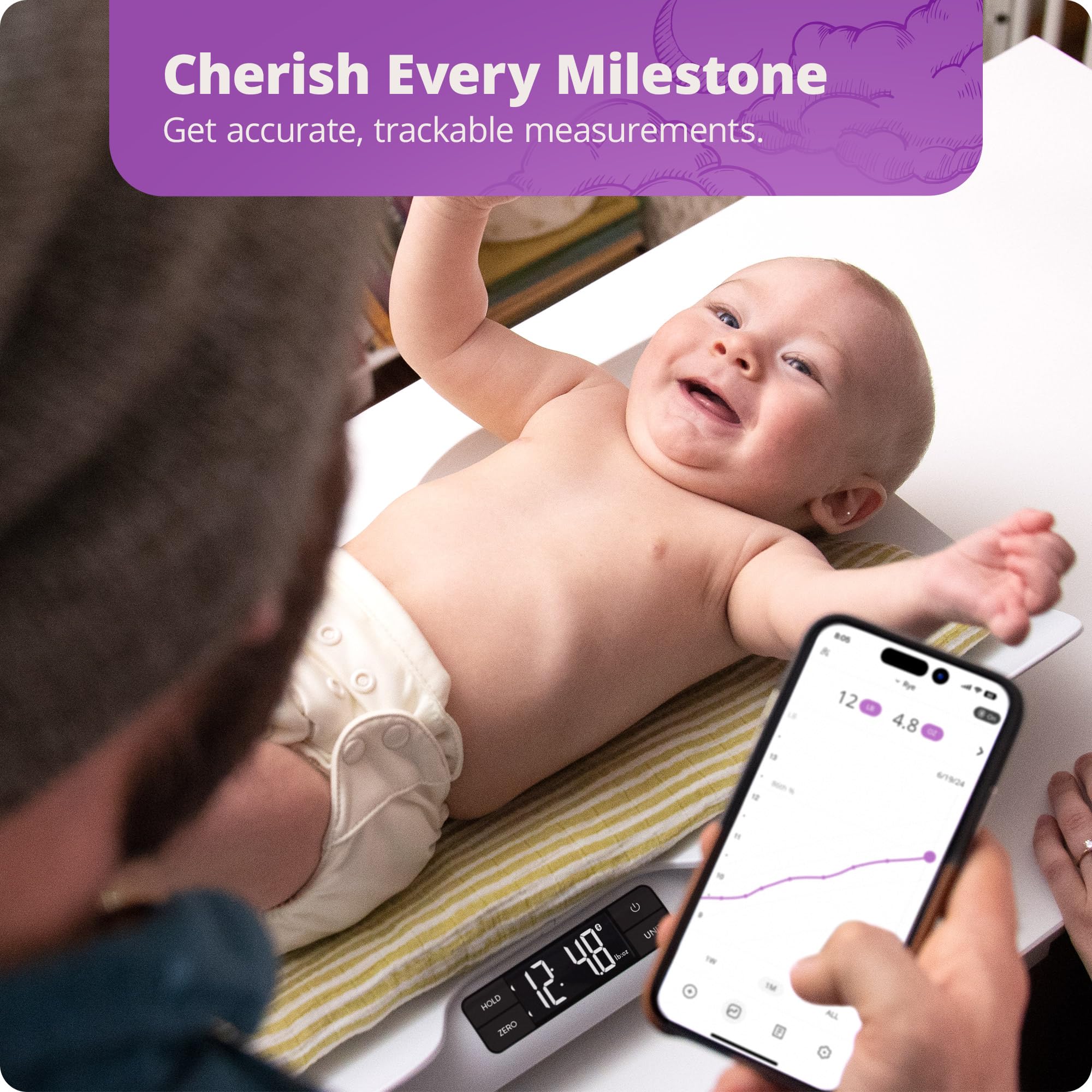 Greater Goods Smart Bluetooth Baby Scale with Advanced Algorithm for Accurate Weight Tracking of Wiggly Babies, Infants & Toddlers - Perfect for Home Use, Pediatric Checkups & Growth Monitoring