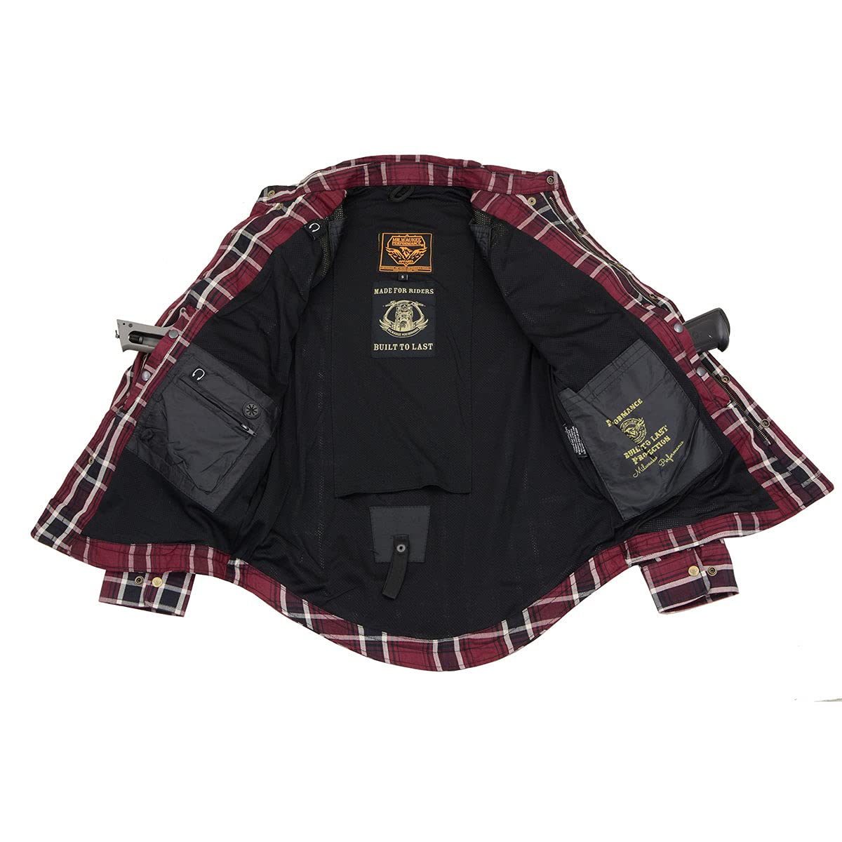 Milwaukee Leather MPM1640 Men's Plaid Flannel Motorcycle Shirt with CE Armor - Aramid Fiber Reinforced for Safety - Perfect for Biking, Motorcycle Rides & Outdoor Adventures