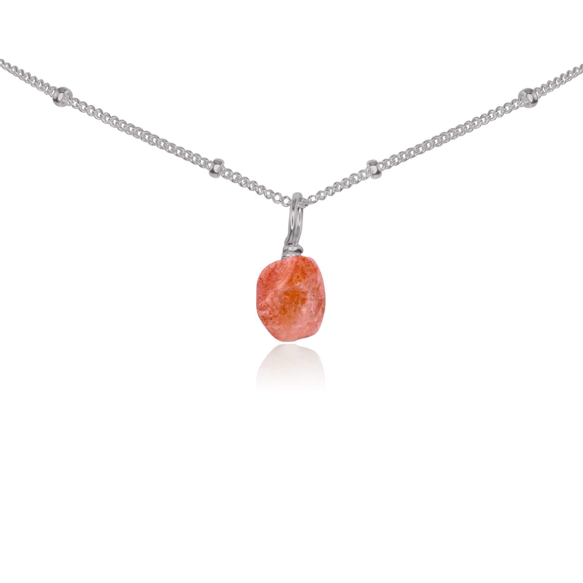 Natural Tiny Rough Sunstone Gemstone Pendant Choker Necklace for Women - Boho Crystal Healing Jewelry for Energy Balance & Spiritual Protection | Perfect for Yoga, Meditation & Everyday Wear