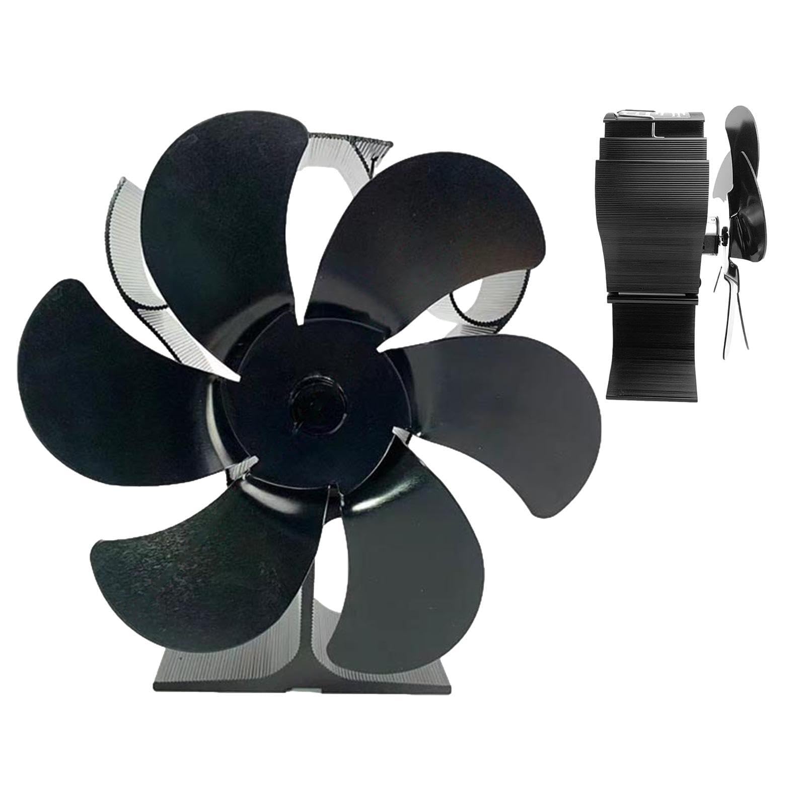 Heat Powered Fireplace Fan - 6 Blade Aluminum Stove Fan for Wood Burning & Heaters | Quiet, Non-Electric with Round Handle | Efficient Warm Air Circulation for Cozy Home, Cabin & Winter Heating