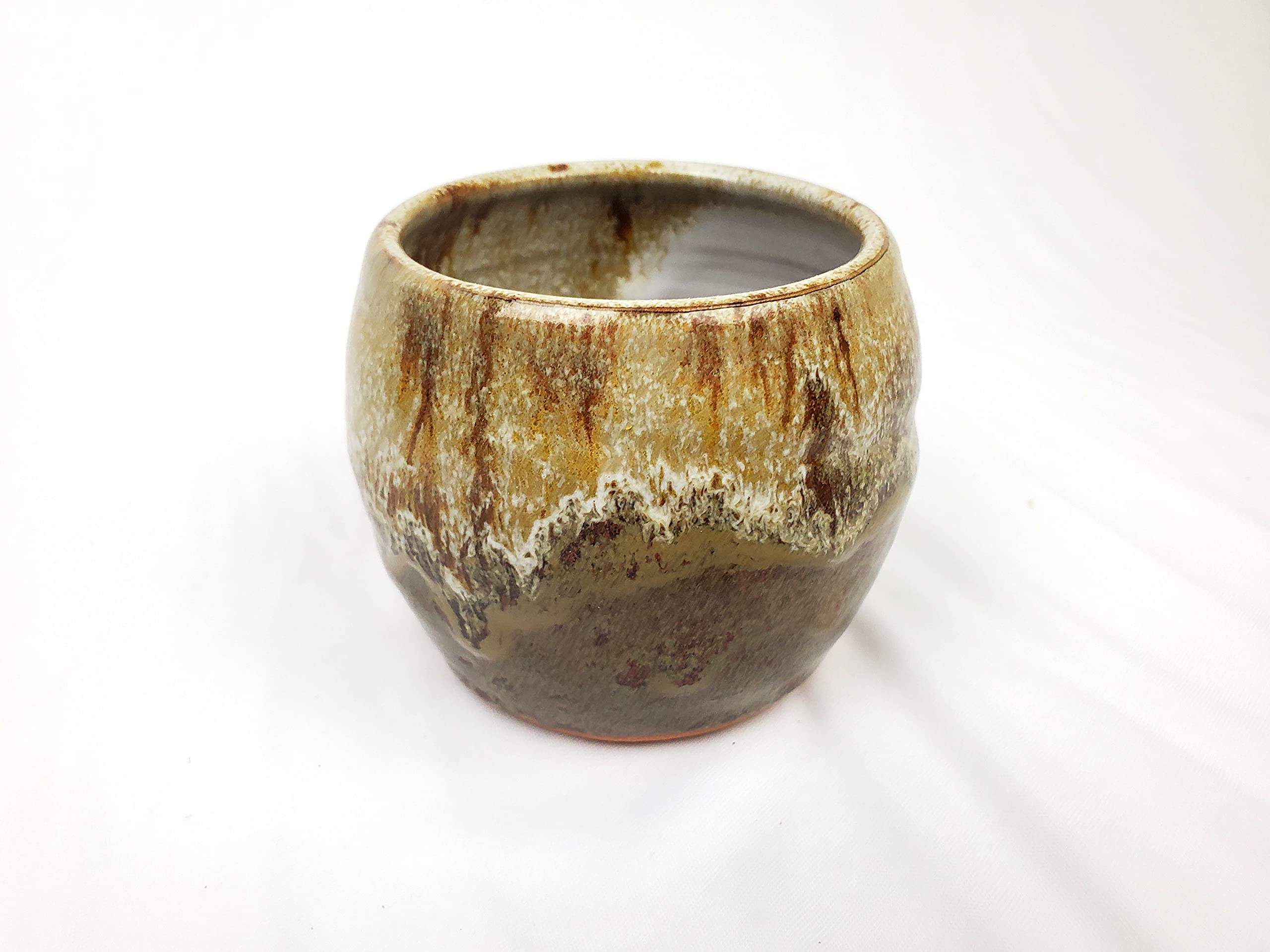Handmade Brownstone Stemless Wine Glass - Ceramic Wine Tumbler for Red & White Wine - Perfect for Dinner Parties, Wine Tasting & Home Decor