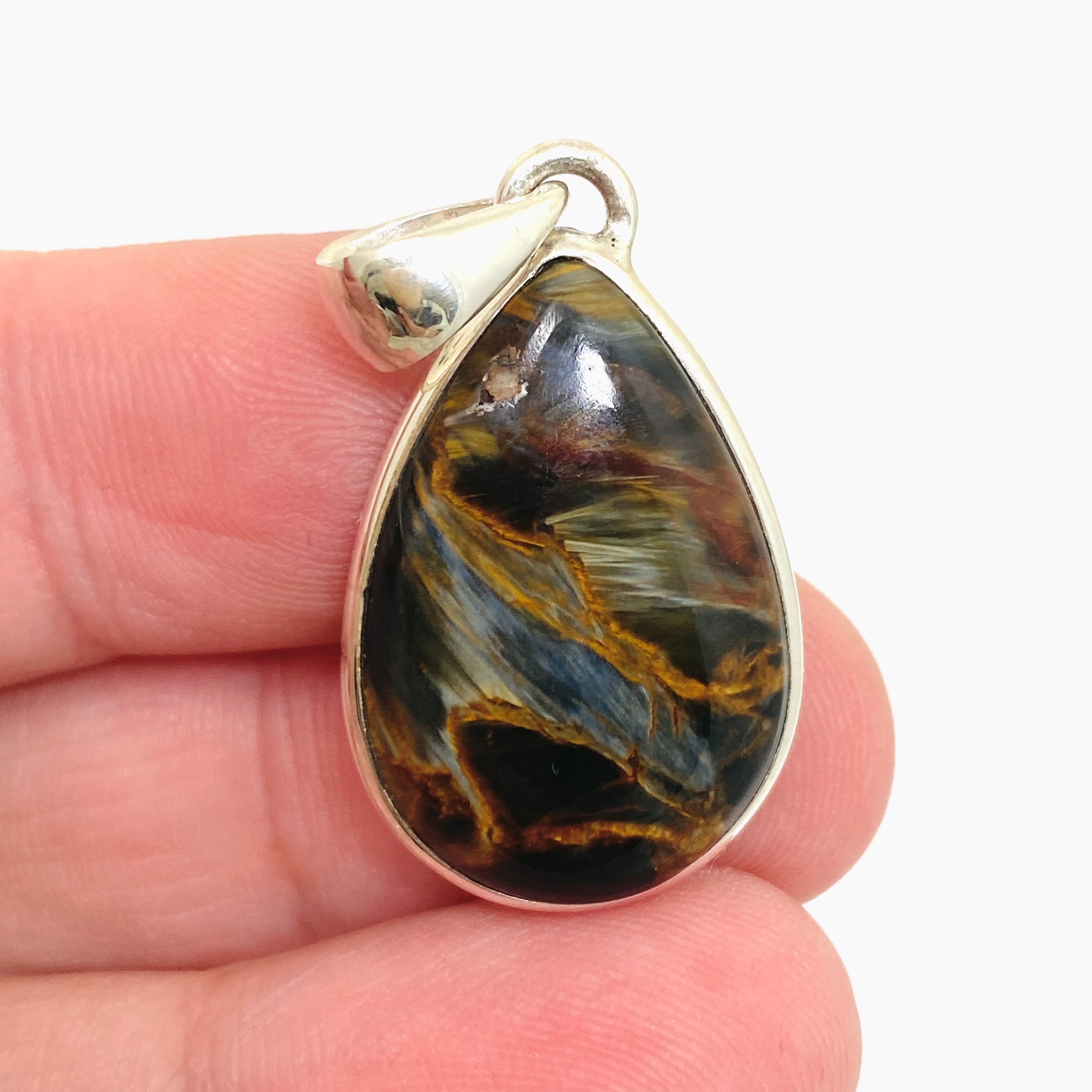 Natural Pietersite Teardrop Cabochon Pendant - Unique Gemstone Jewelry for Women | Handmade Silver Pendant Necklace | Perfect for Boho Fashion, Spiritual Healing & Gift Giving