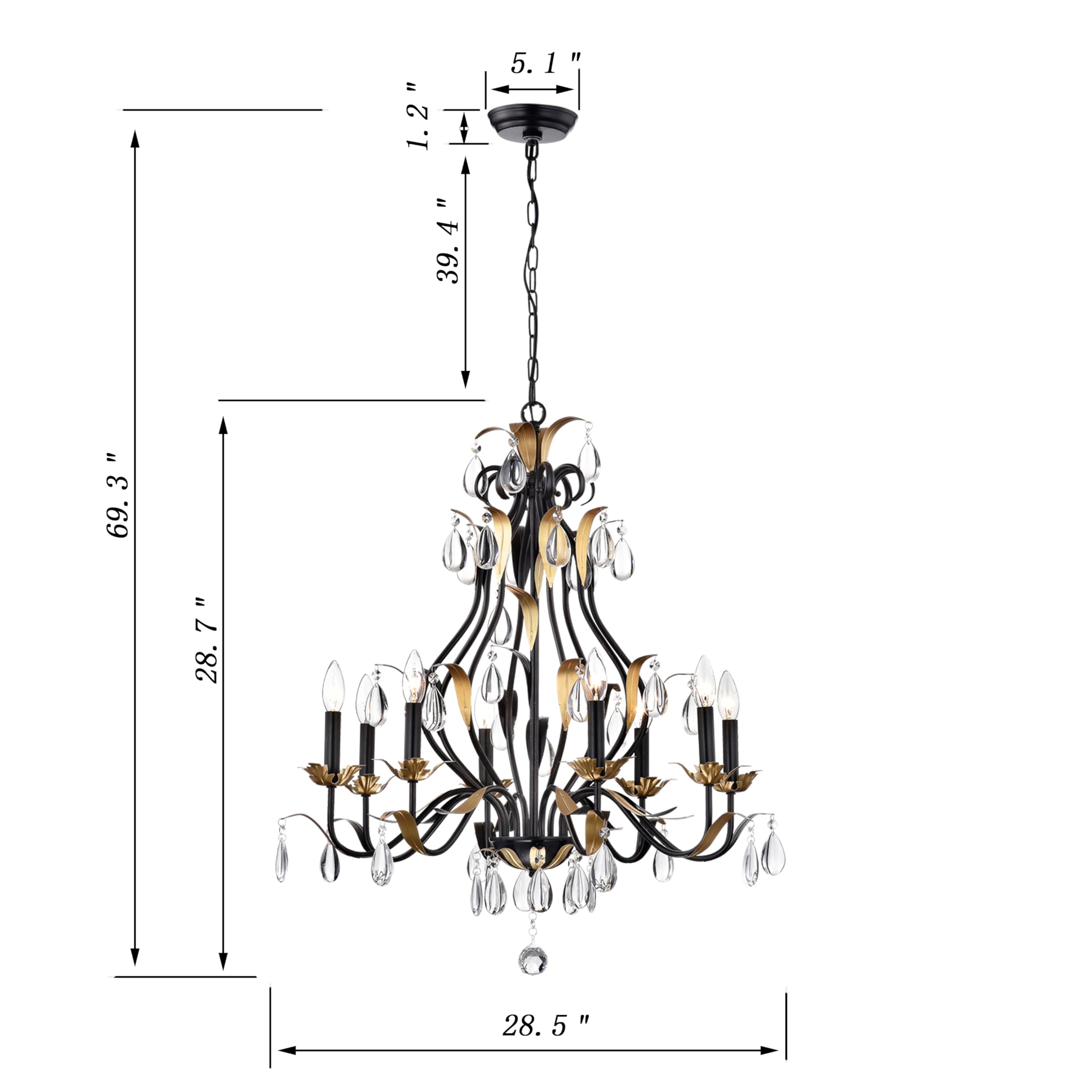 Adhafera 8-Light Crystal Candle Chandelier - Elegant Dining Room Lighting Fixture for Home Decor | Perfect for Dining Room, Living Room & Bedroom