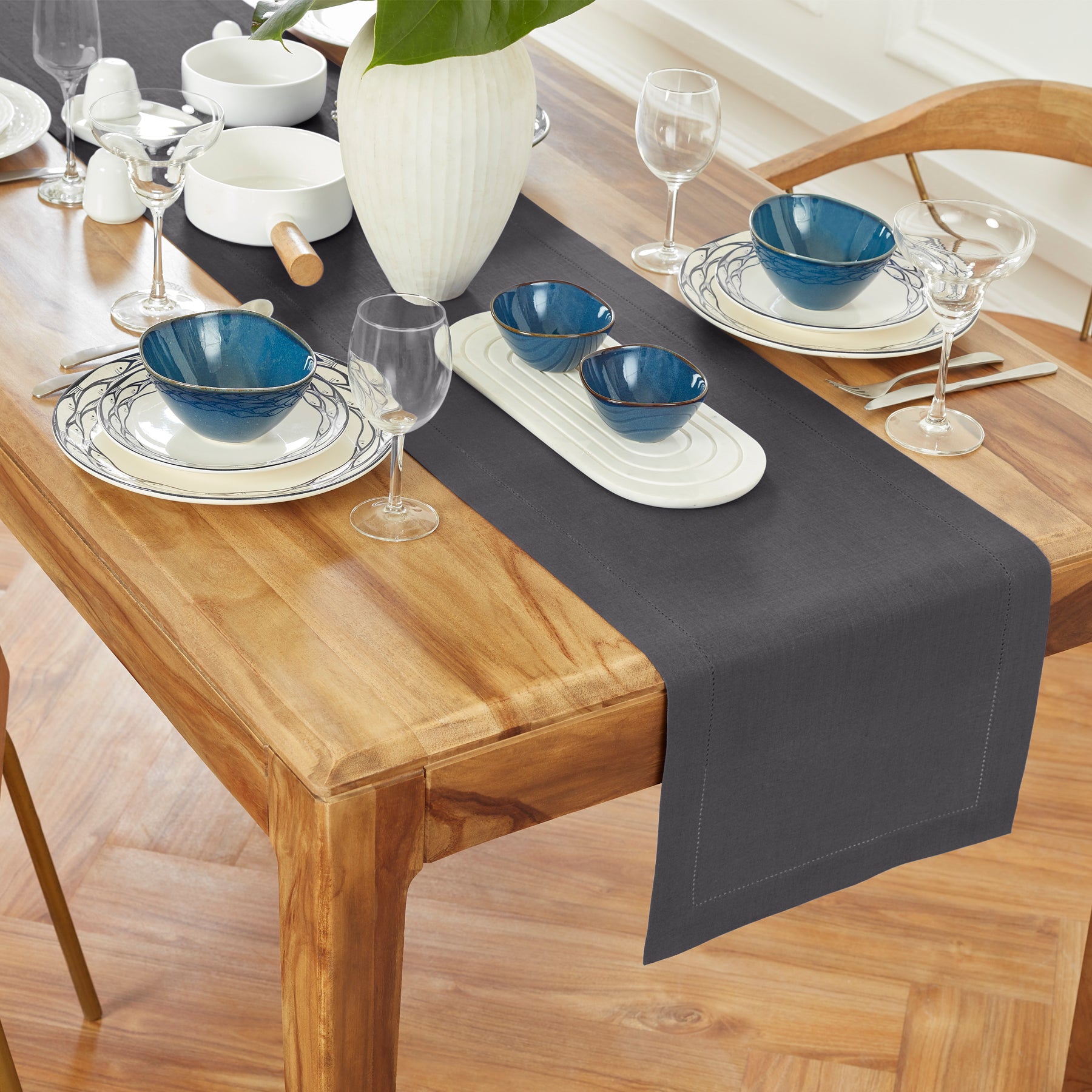 Elegant Medium Weight Hemstitch Table Runner - Perfect for Dining Table Decor, Wedding Centerpieces & Holiday Home Decor