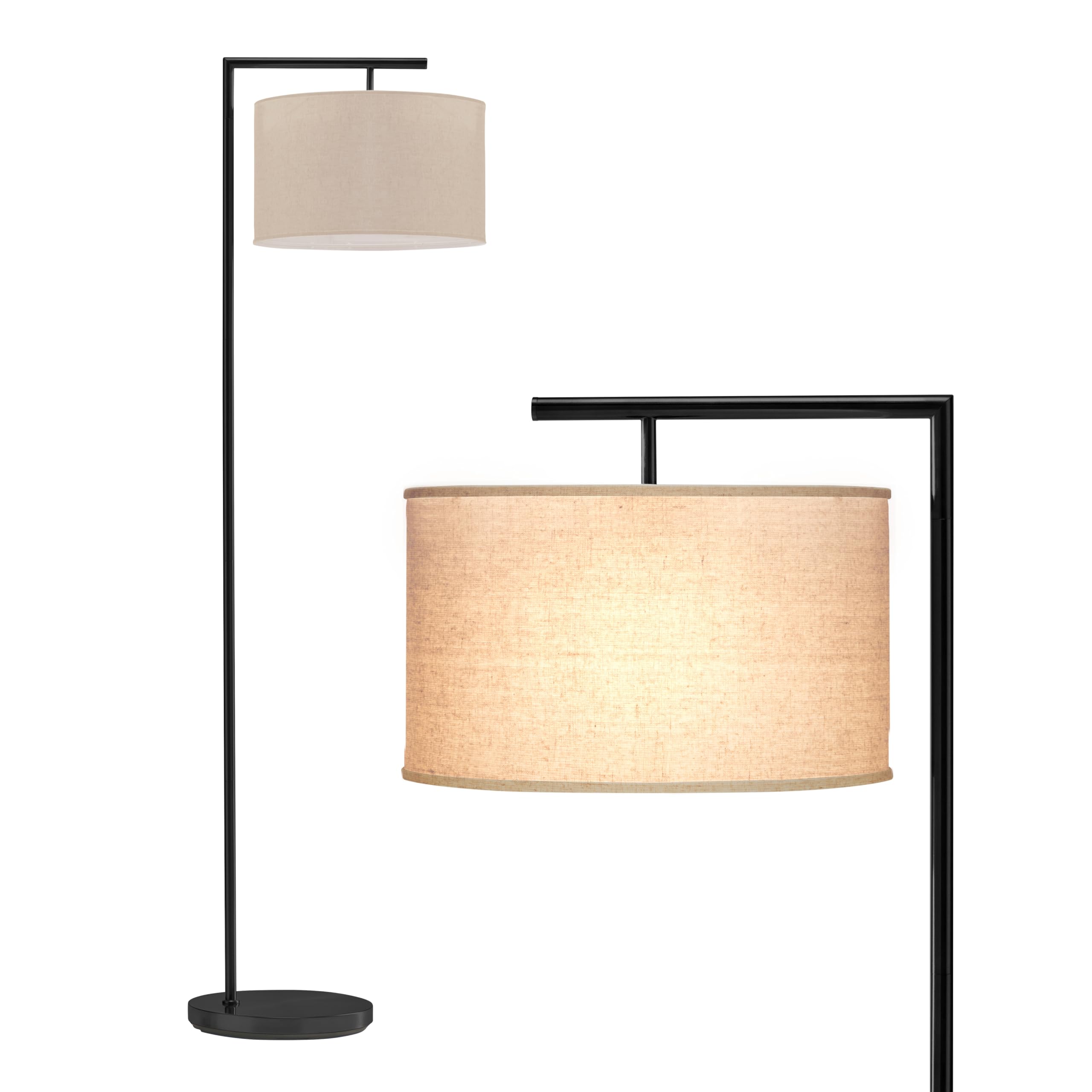 Brightech Montage Modern LED Floor Lamp - Tall Standing Light for Living Room, Bedroom & Office - Adjustable Reading Lamp with Contemporary Design - Black - Perfect for Home Decor, Reading & Workspaces