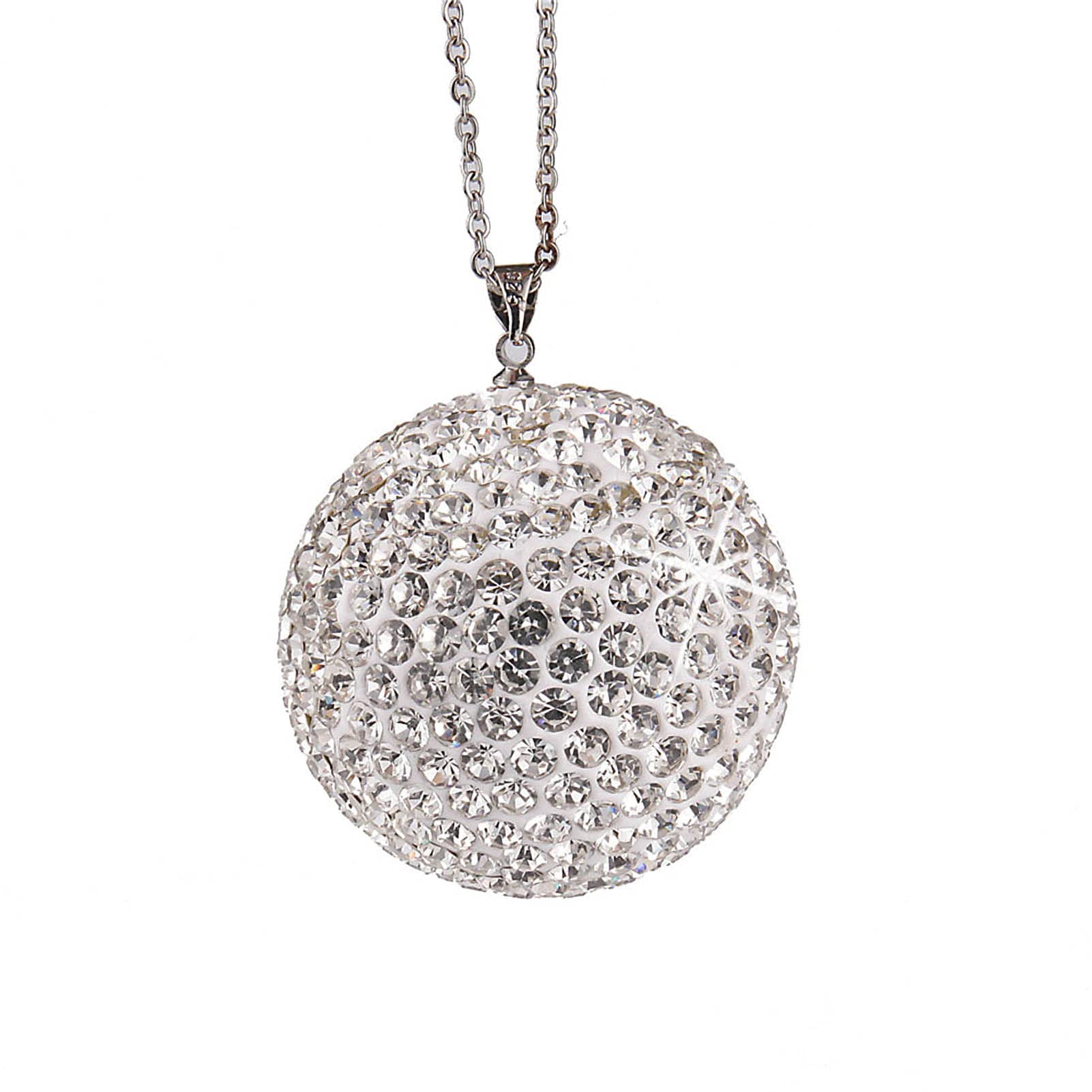 Bling Crystal Ball Car Mirror Pendant - Lucky Charm for Safe Driving