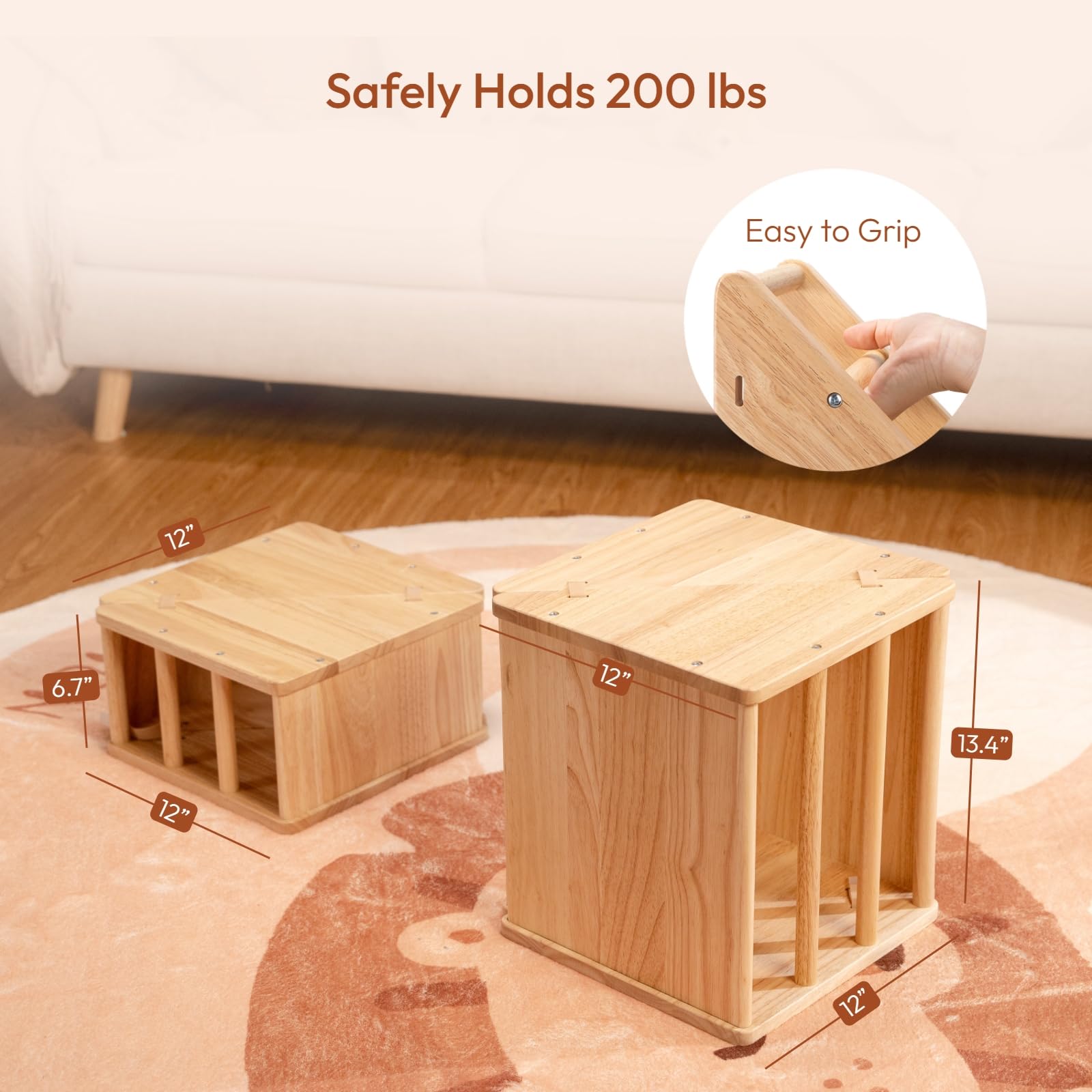 Wooden Kids Triangle Table and Chair Set - Convertible Single & Double Table with Mini Climbing Toys for Toddlers - Montessori Learning & Play Furniture for Reading, Climbing, and Indoor Activities