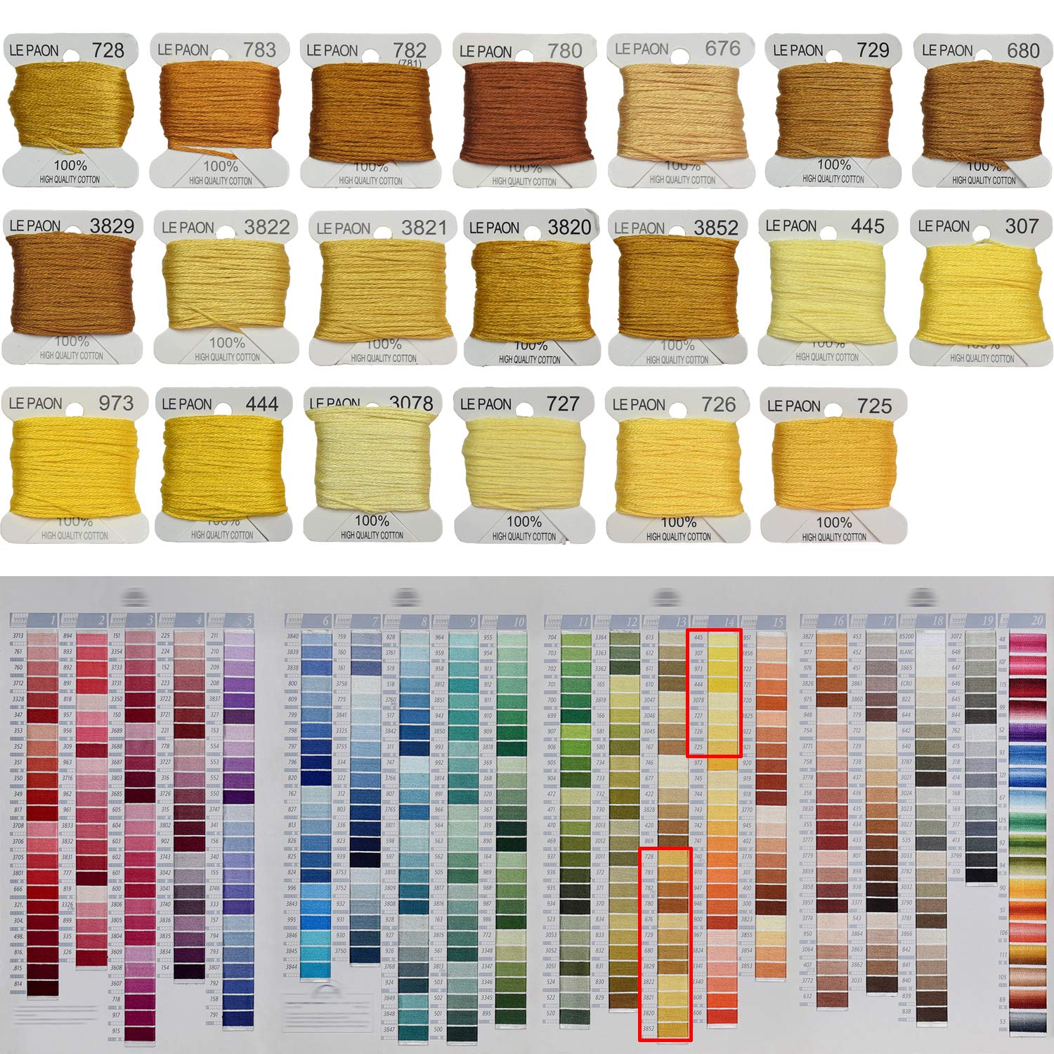 Premium Rainbow Color Embroidery Floss Bobbins - 20-Pack Cross Stitch Threads for Friendship Bracelets & Crafting - Old Gold Gradient Embroidery Floss - Perfect for DIY Projects, Needlework & Handmade Jewelry Making
