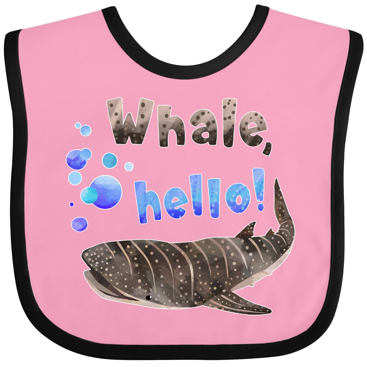 Inktastic Whale Baby Bib - Adorable Hello Cute Whale Shark with Bubbles Design - Soft & Absorbent for Feeding Time & Playtime