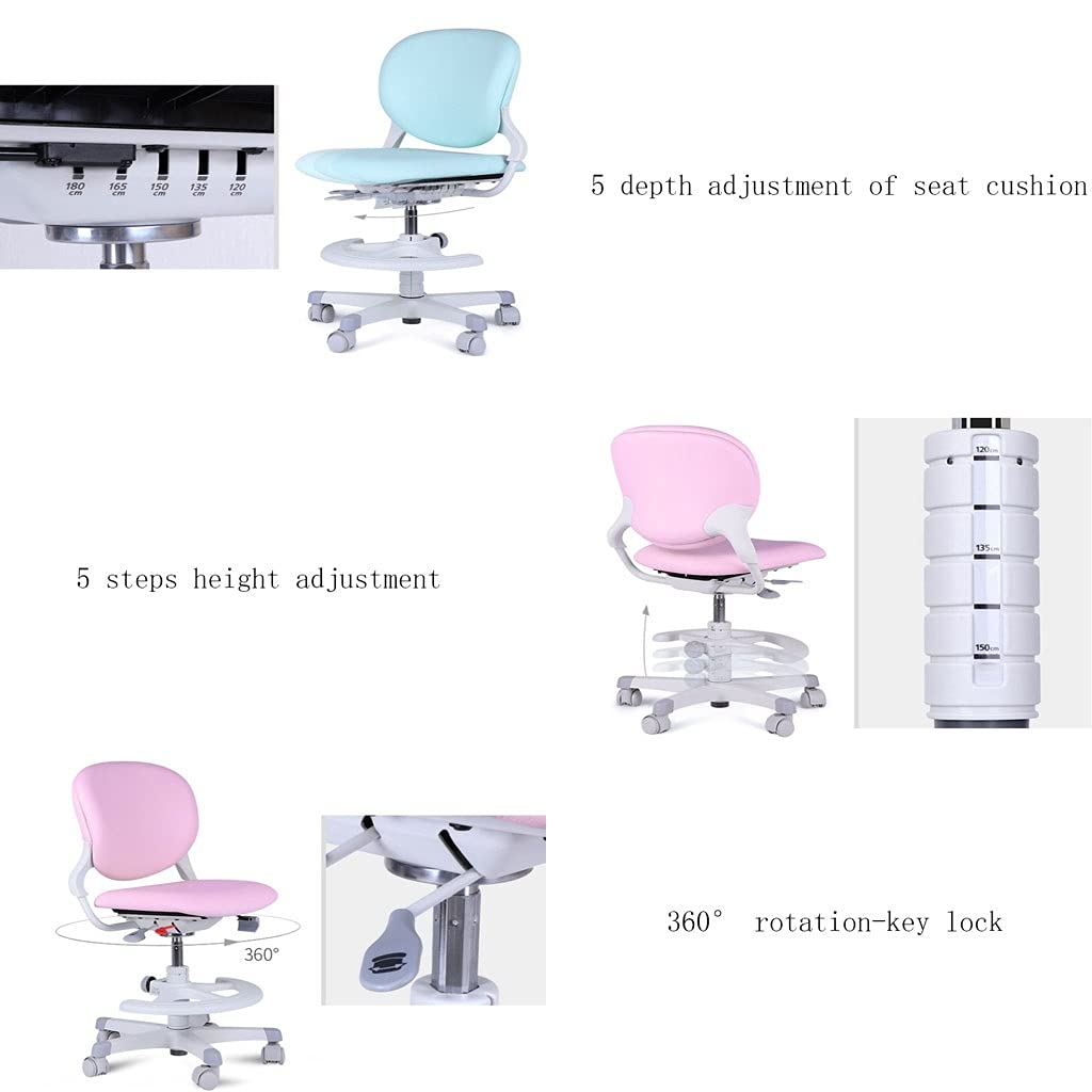 Ergonomic Office & Gaming Chair - Adjustable Height Computer Desk Chair with Lumbar Support for Adults & Kids - Fabric Blue Study Chair for Home, Office, and Online Learning