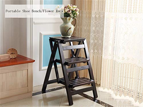 Multifunctional Folding Wooden Step Stool - Creative Home Stool for Kitchen, Bathroom & Office (White, 3-Step) - Perfect for Reaching High Shelves & Storage Spaces