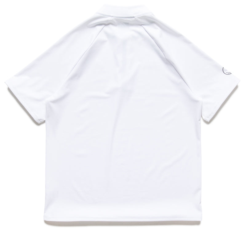 Futura Laboratories x Malbon Golf Zip Raglan Blade Polo Shirt - White | Stylish Golf & Casual Wear for Men