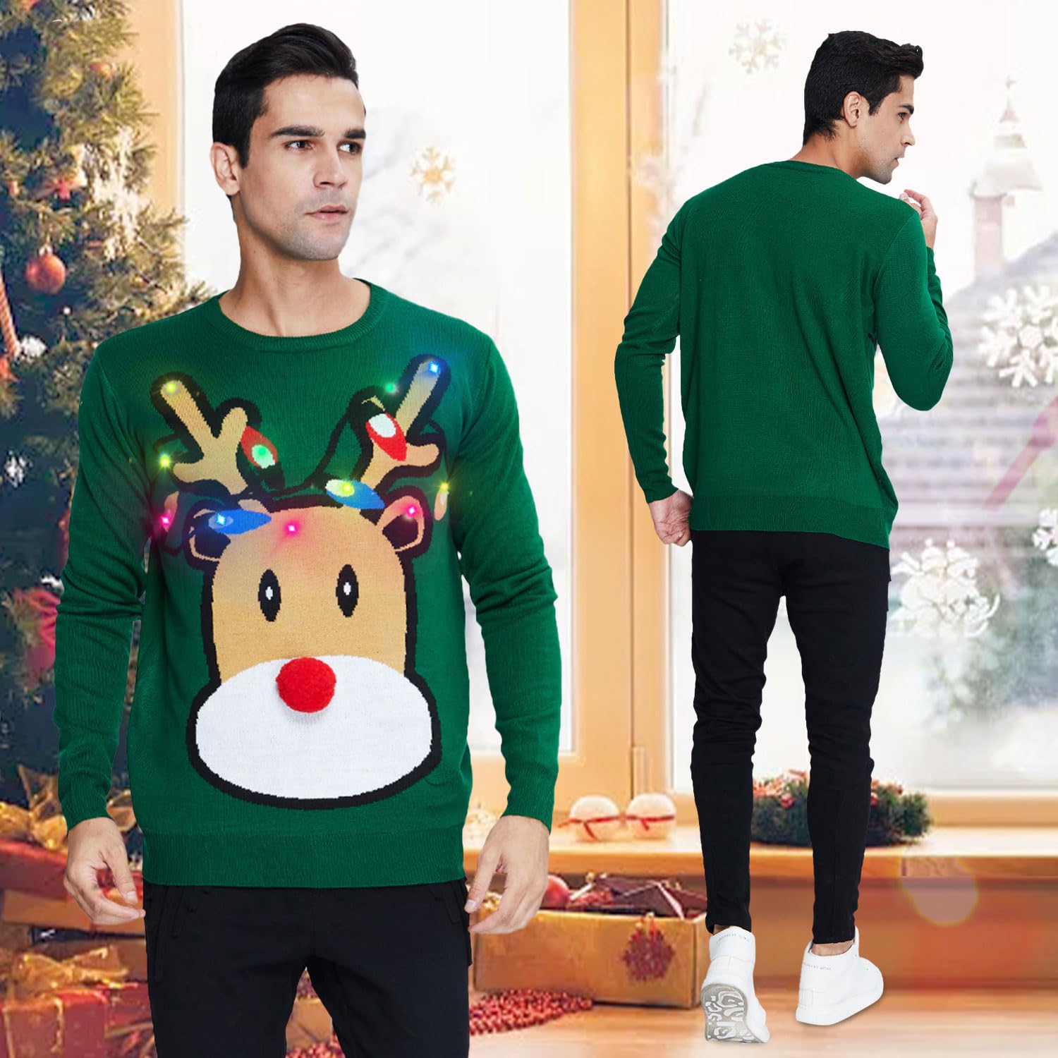 Funny Ugly Christmas Sweater for Men & Women - AIDEAONE Unisex Long Sleeve Knitted Pullover Jumper | Holiday Party, Family Gathering, Xmas Photo Outfit