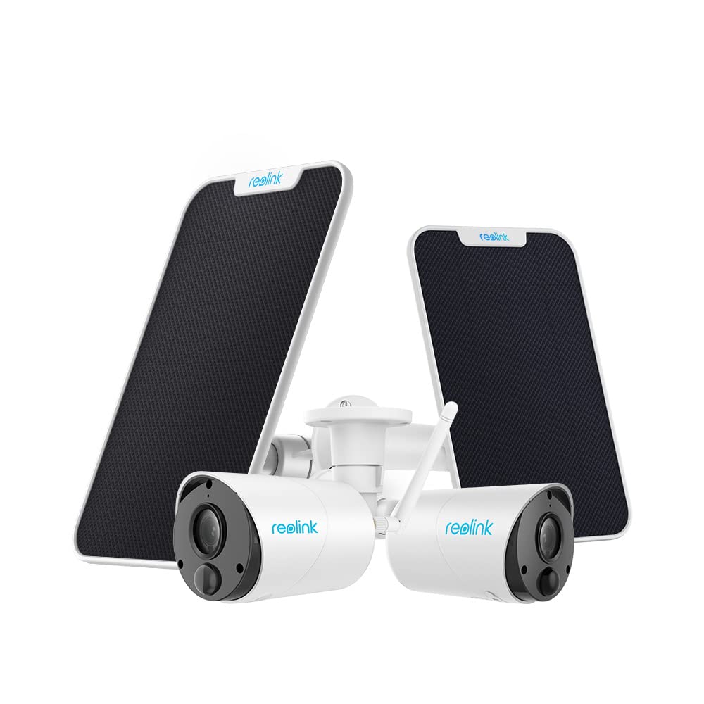 REOLINK 2K Wireless Outdoor Security Camera - Rechargeable Battery-Powered WiFi Camera with 3MP Night Vision & 2-Way Talk | Compatible with Smart Home/Local SD | Argus Eco 2 Pack Bundle with 2 Solar Panels | Ideal for Home Security, Baby Monitoring & Pet Watching
