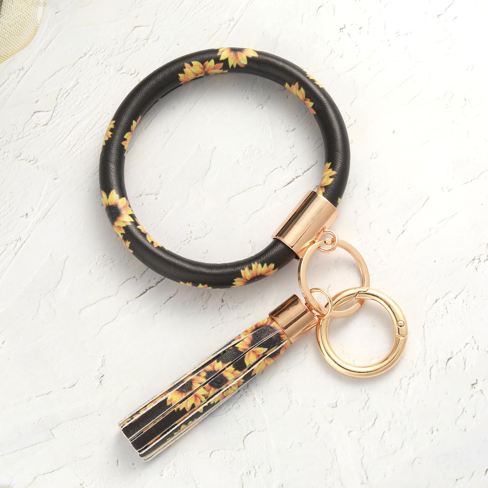 Coolcos Leather Key Ring Bracelet for Women - Stylish Wristlet Keychain with Tassel, Portable Key Holder for Everyday Use | Perfect Gift for Her, Office, Travel & Daily Essentials Organization