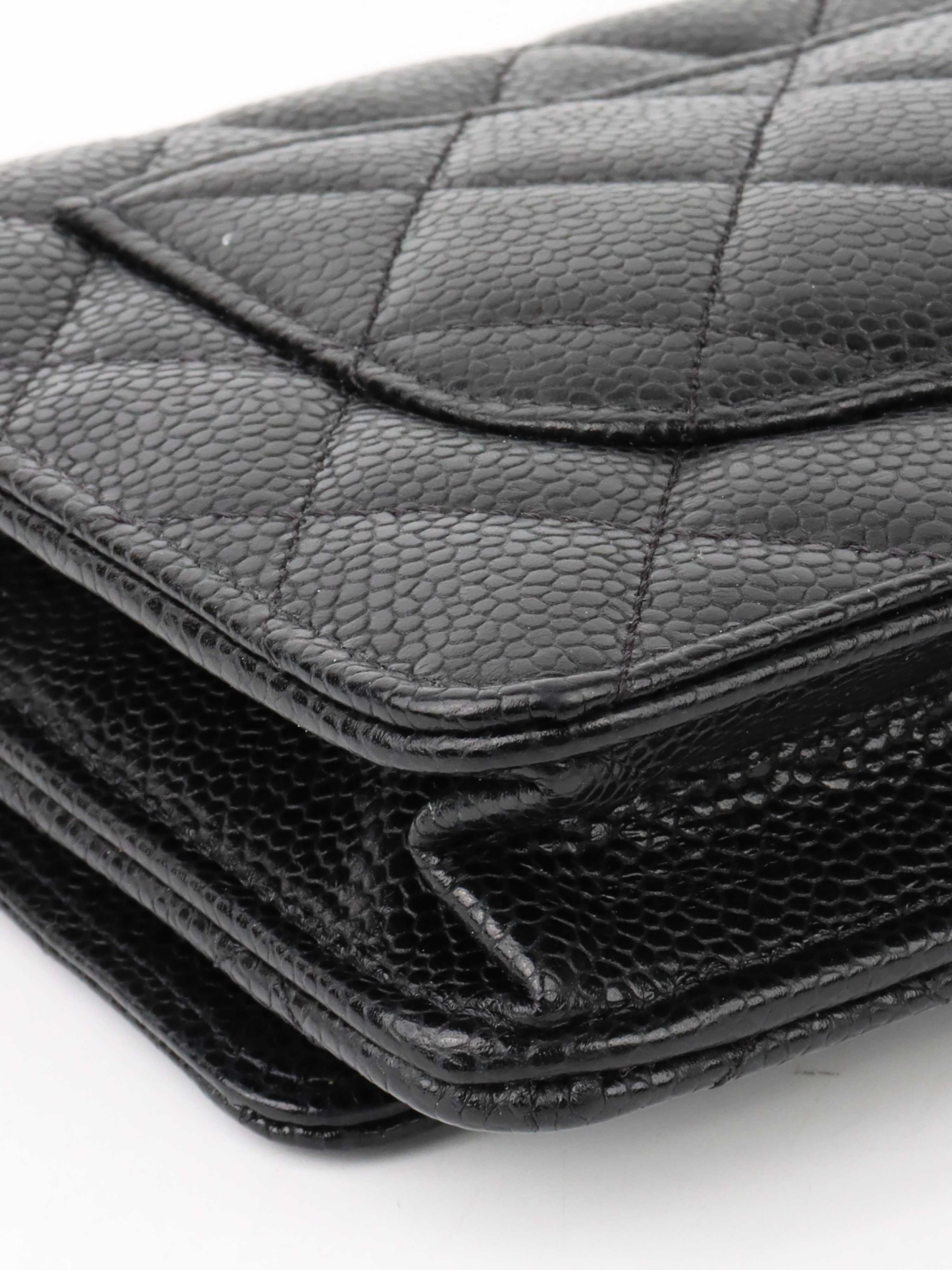 Chanel Black Caviar Leather Wallet on Chain with Gold Hardware - Luxury Crossbody Bag for Women, Perfect for Evening Events & Daily Use