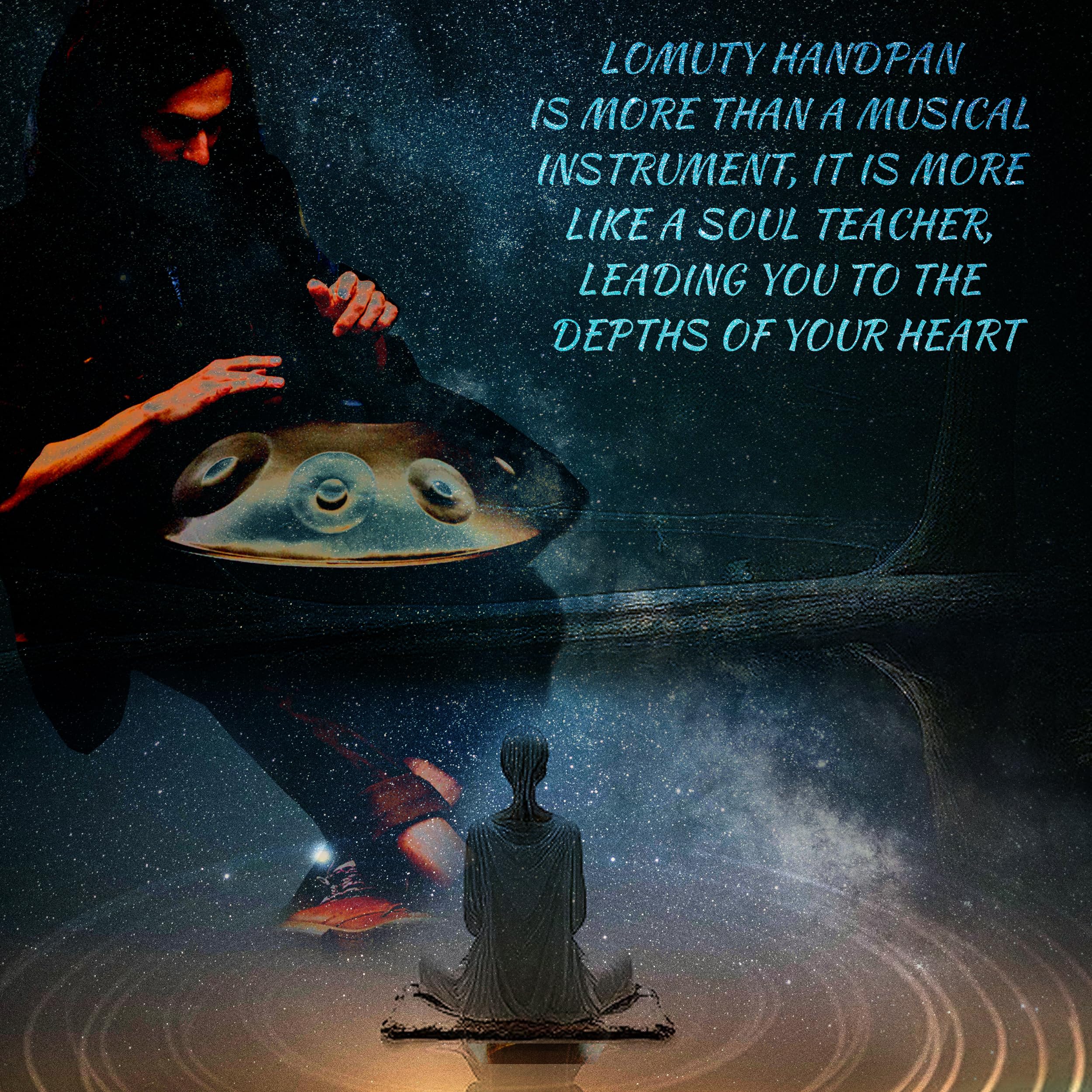 22 Inch D Minor Kurd 9 Notes Handpan Drum - 440Hz Steel Tongue Drum for Beginners, Music Therapy & Meditation | Perfect for Outdoor Performances, Yoga Sessions & Sound Healing (Black)