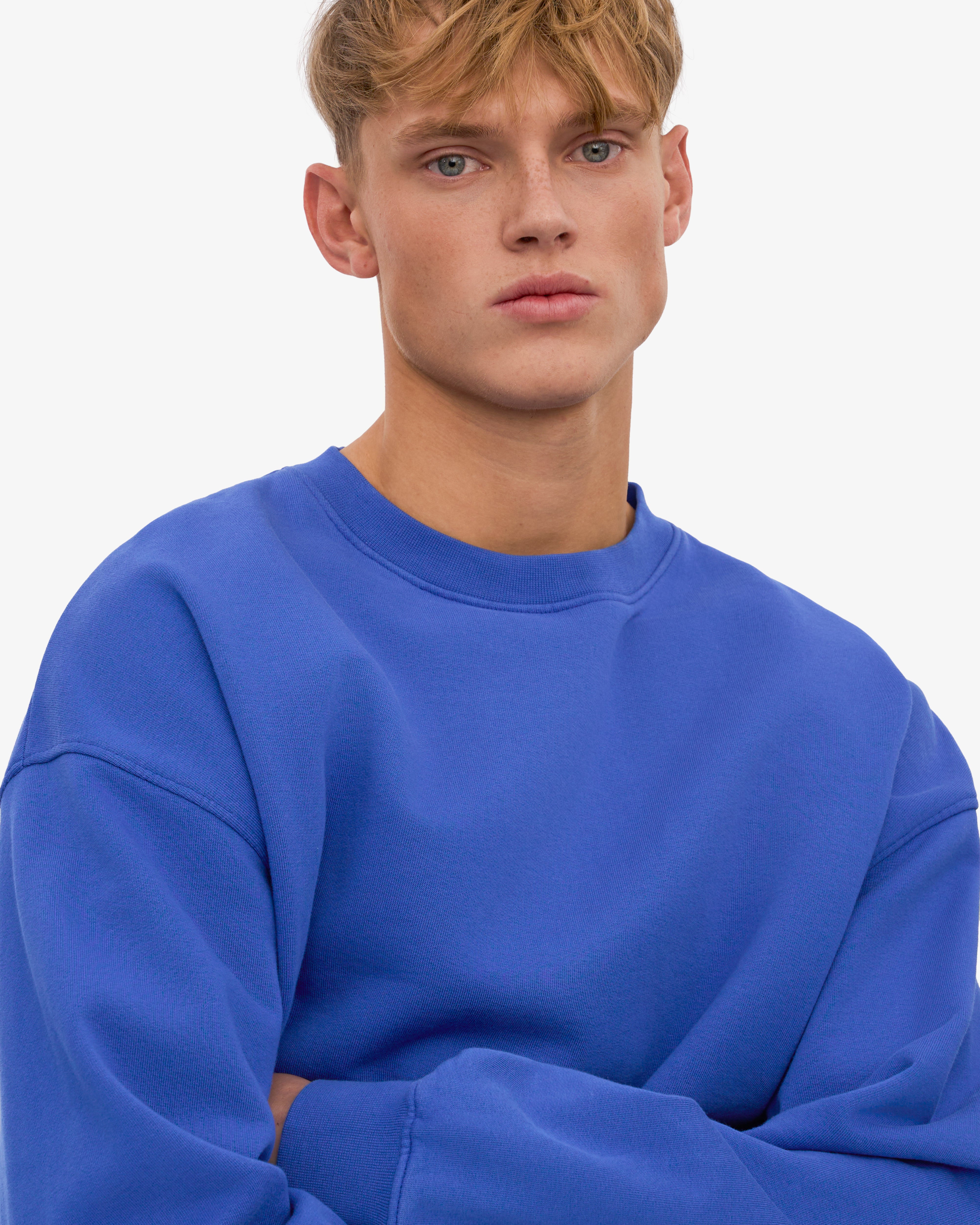 Organic Oversized Crewneck Sweatshirt - Sapphire Blue | Soft & Comfortable Cotton Pullover for Women & Men | Perfect for Casual Wear, Lounge & Outdoor Activities