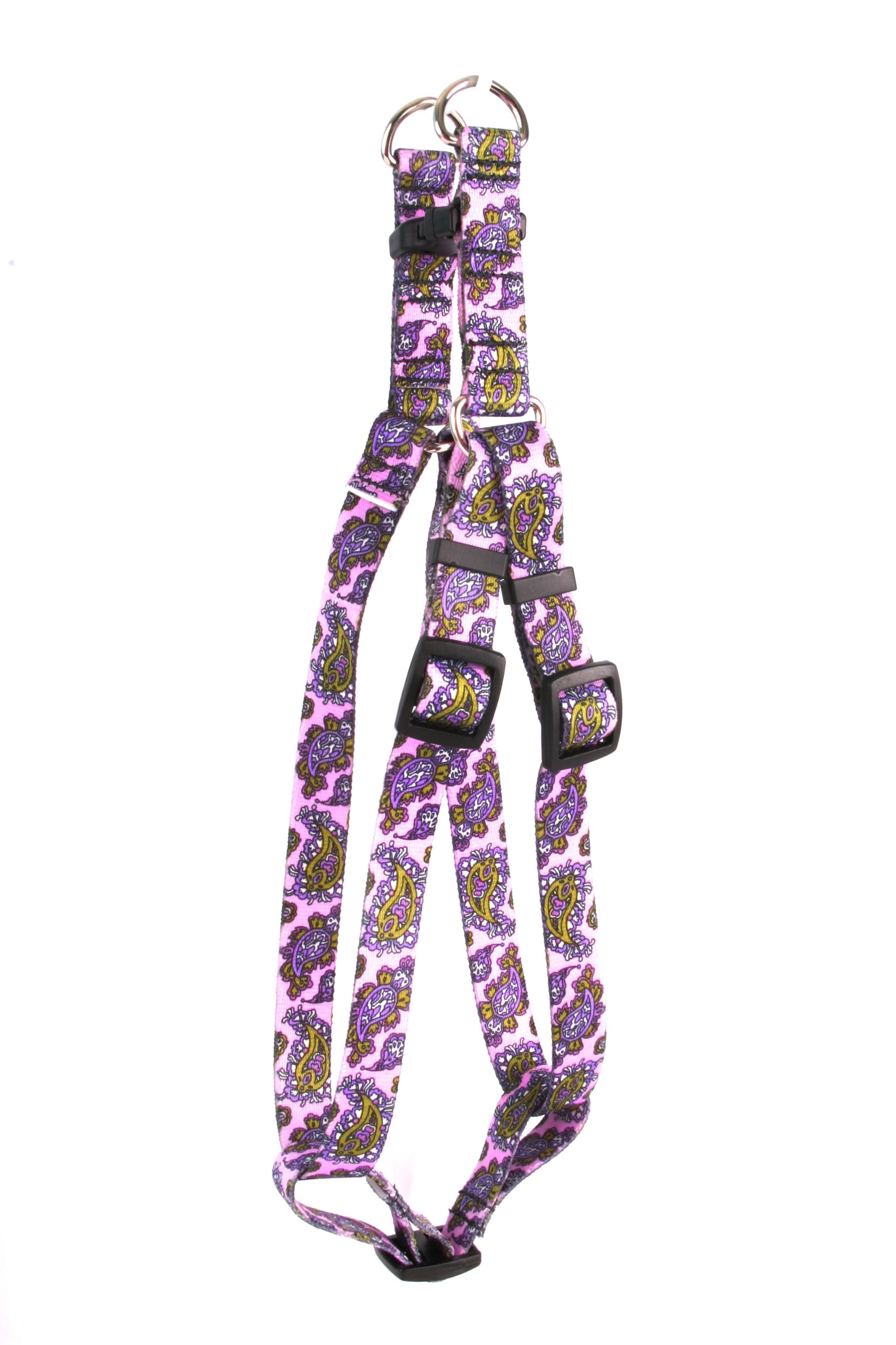 Yellow Dog Step-In Harness for Large Dogs - Adjustable Bohemian Paisley Purple Pet Harness with Quick Release Buckles | Perfect for Walking, Hiking & Outdoor Adventures