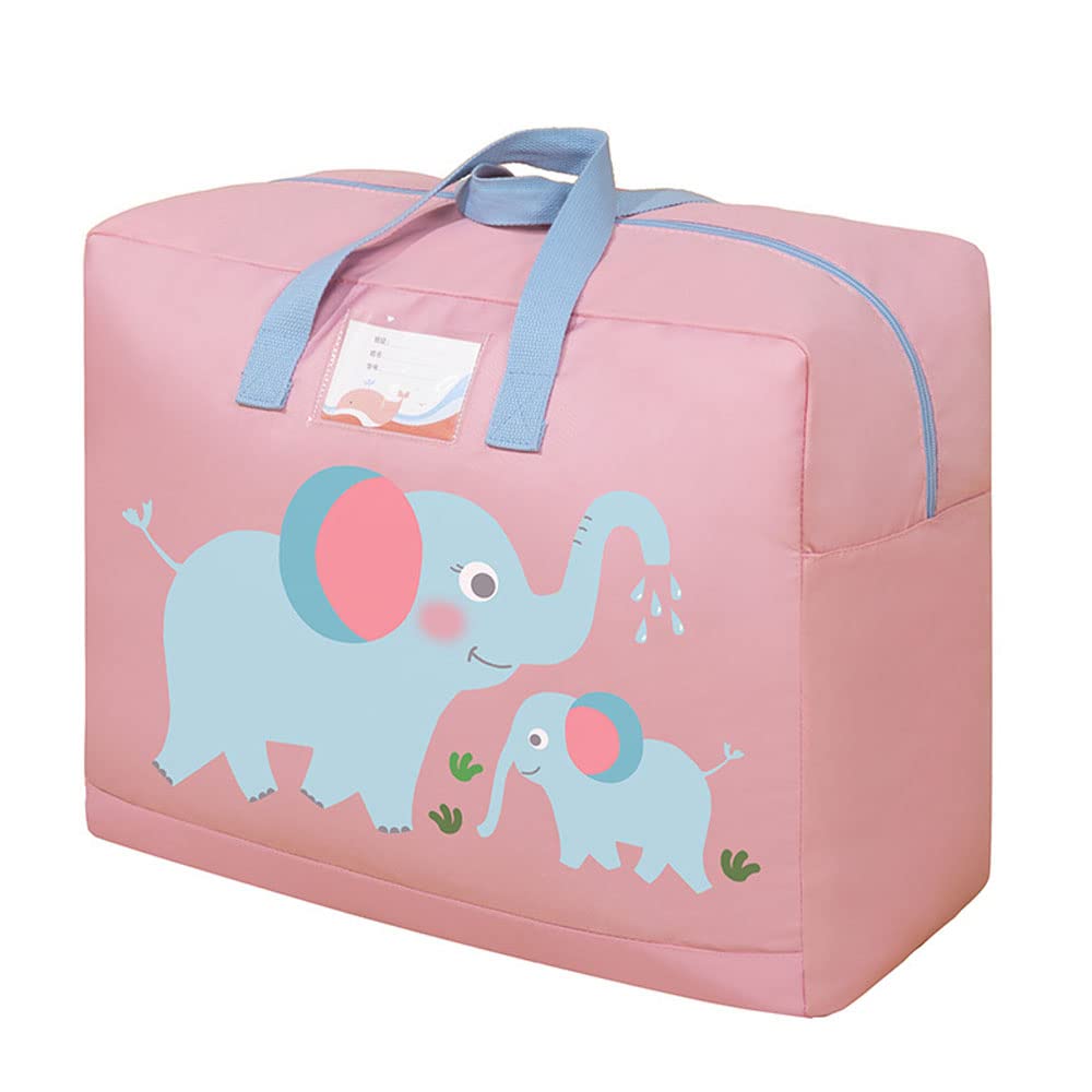 Large Clothes Storage Bag Organizer - Waterproof Kids Quilt Storage Bag with Cartoon Design, Portable Travel Organizer for Kindergarten, Home & School (Pink) - Perfect for Travel, Dorm & Seasonal Clothes Storage