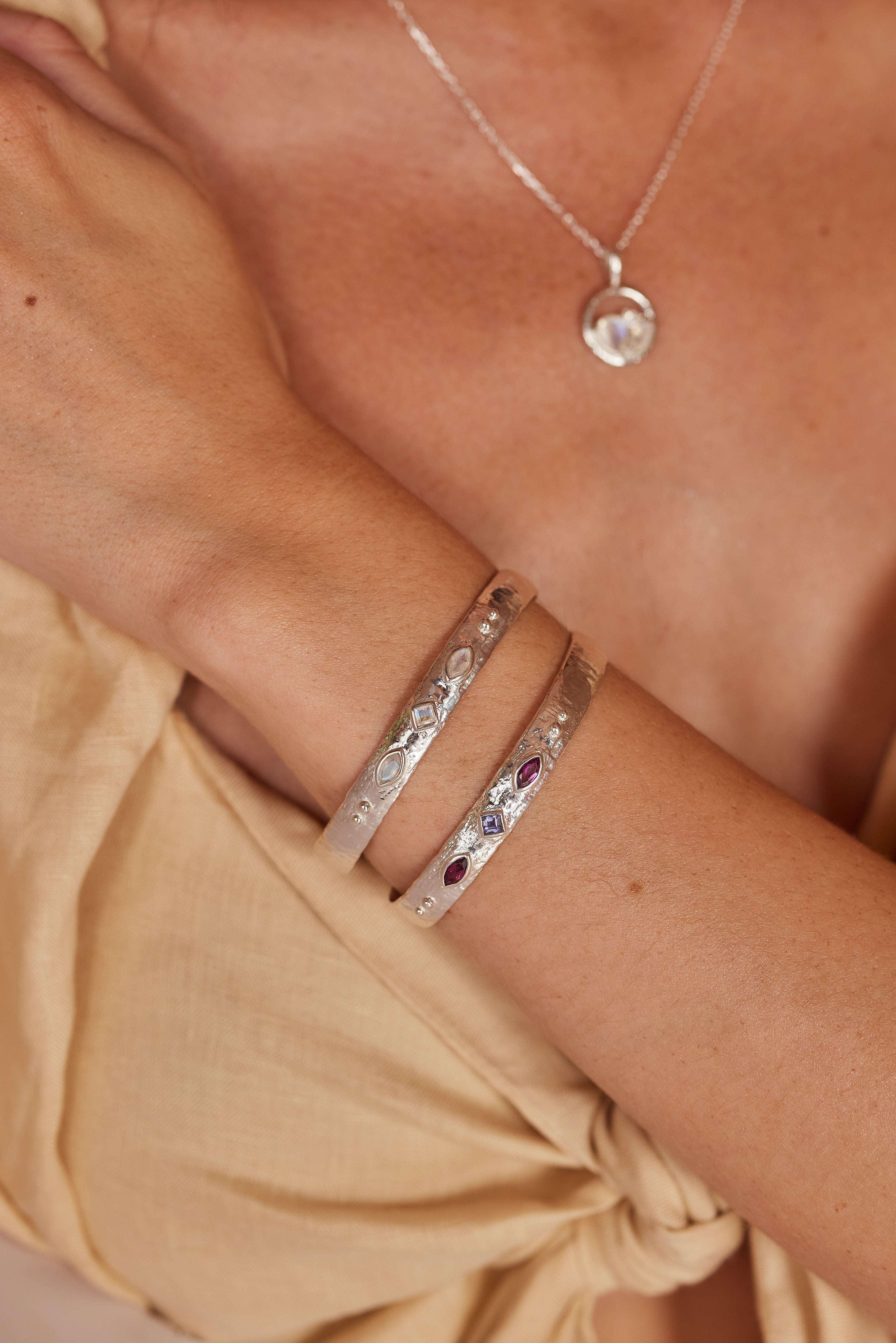 Coronet Moonstone Silver Cuff Bracelet - Elegant Sterling Silver Jewelry for Women - Perfect for Weddings, Parties & Everyday Wear